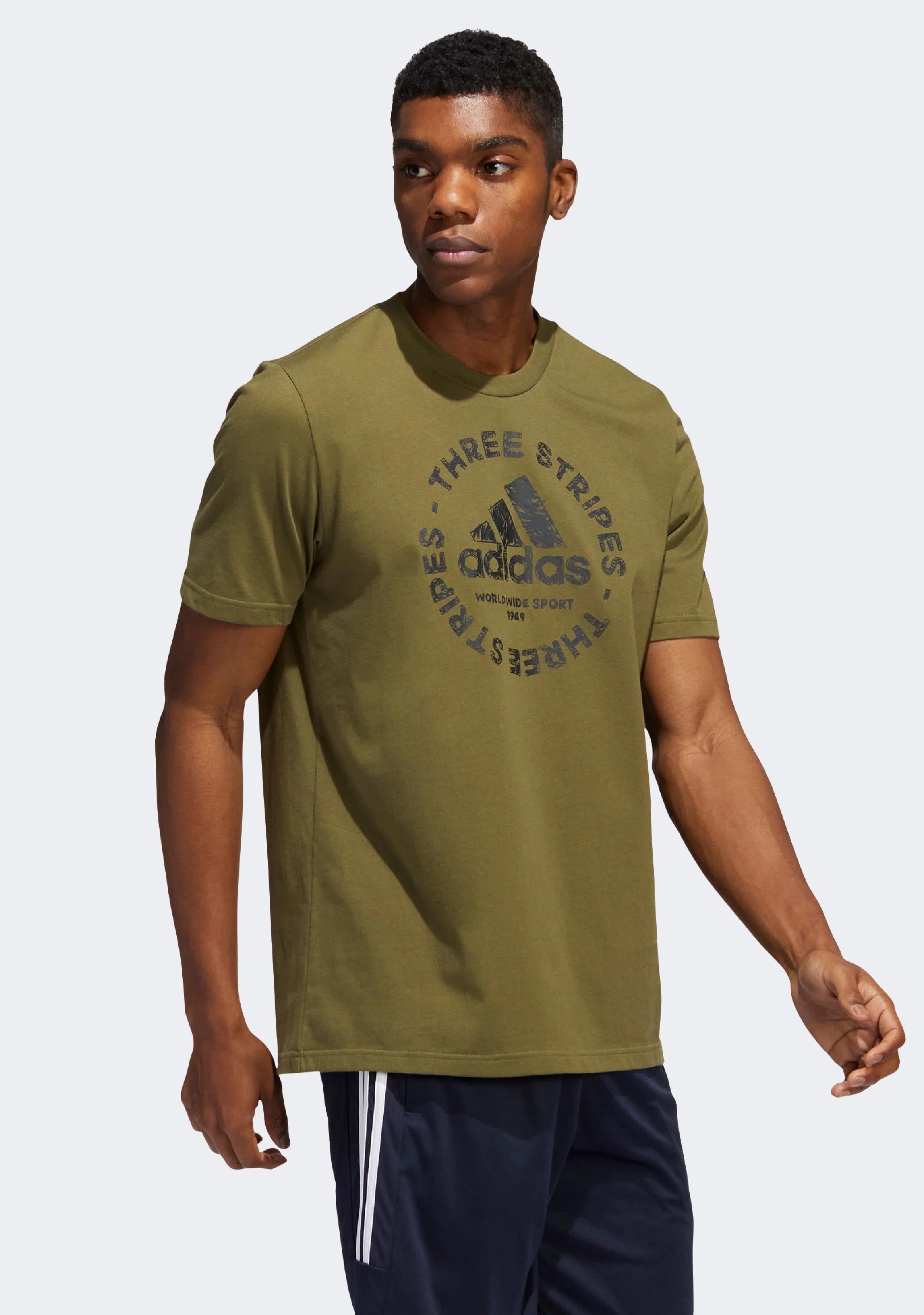 Adidas Men's Sketch Emblem Graphic T-Shirt - Casual Short Sleeve Cotton Tee for Streetwear, Gym & Everyday Wear