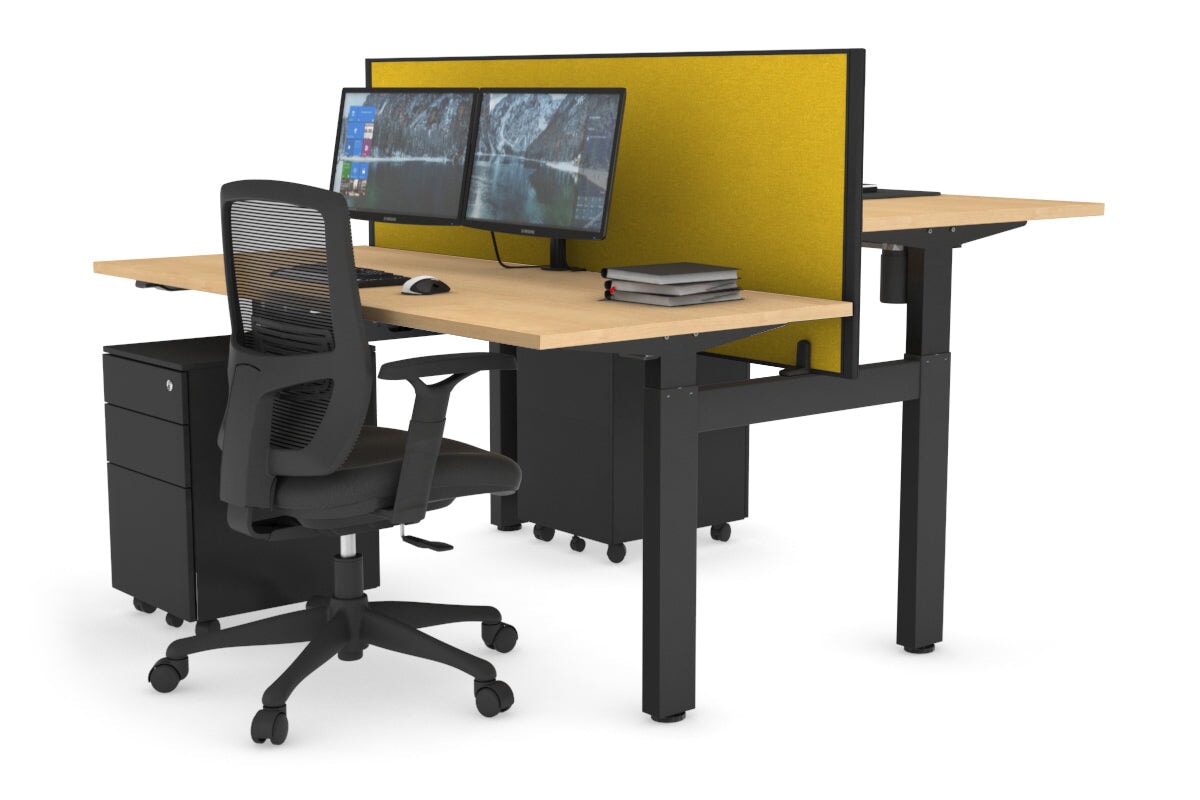Adjustable 2-Person H Bench Workstation - Black Frame [1200L x 700W] - Perfect for Office, Workshop, or Home Use