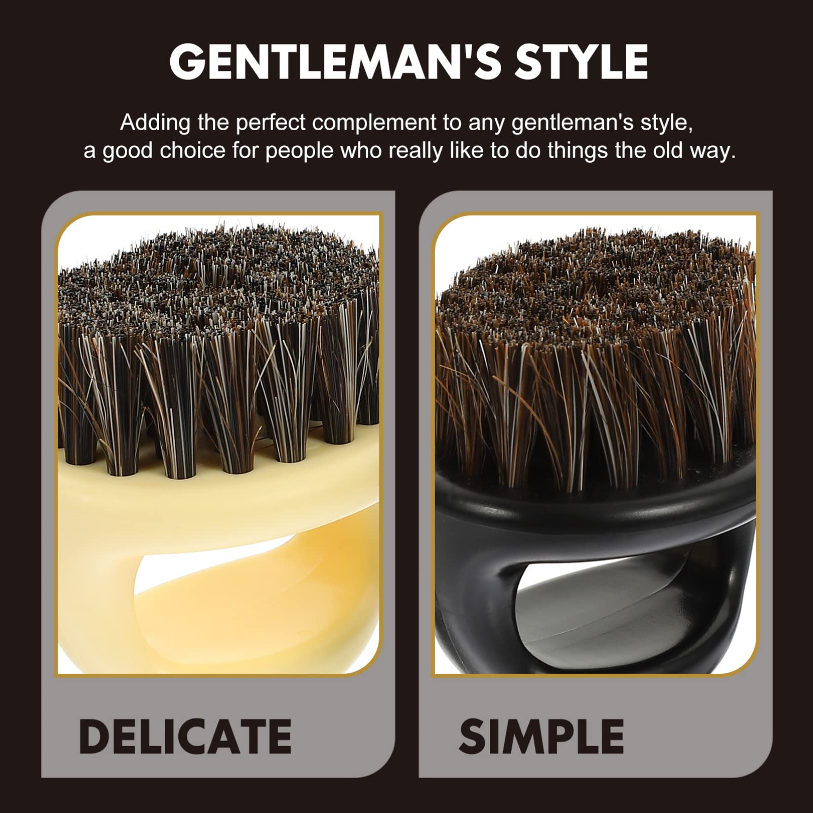 Professional Beard Cleaning Brushes Set of 2 - Wooden Handle Barber Fade & Mustache Brushes for Men's Grooming | Perfect for Salon, Home Shaving & Facial Hair Care