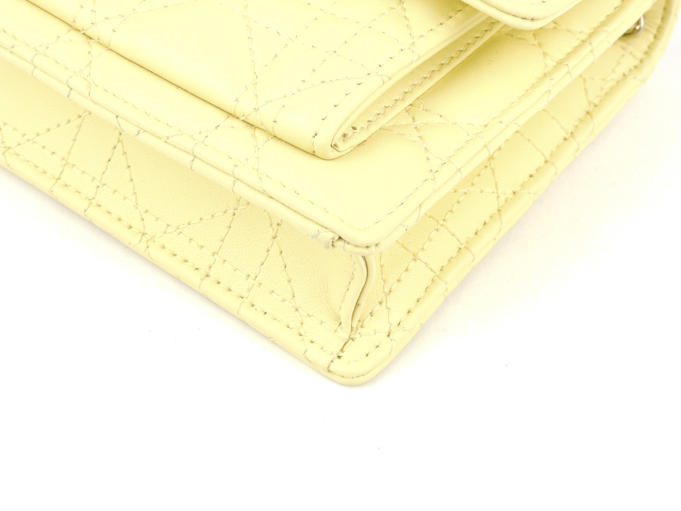 Christian Dior Pale Yellow Cannage Quilted Lambskin Leather Miss Dior Chain Pouch Crossbody Bag - Luxury Designer Handbag for Women, Perfect for Parties, Dates & Special Occasions