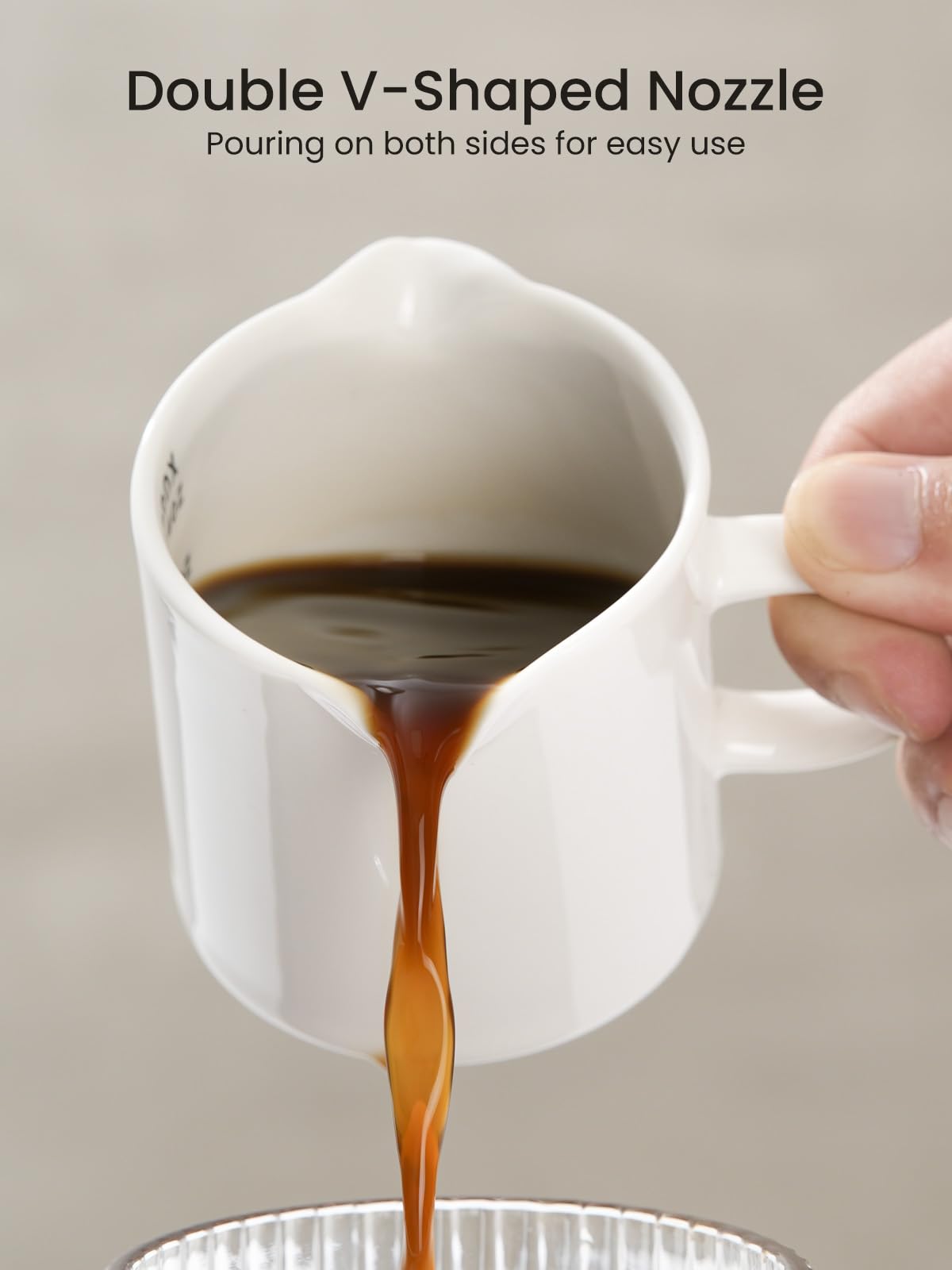 5 OZ Ceramic Espresso Cups with Double Spouts & Handle - Small Coffee Mugs with Measuring for Espresso Machines - Perfect for Lattes, Cappuccinos & Milk Syrup at Home Cafes