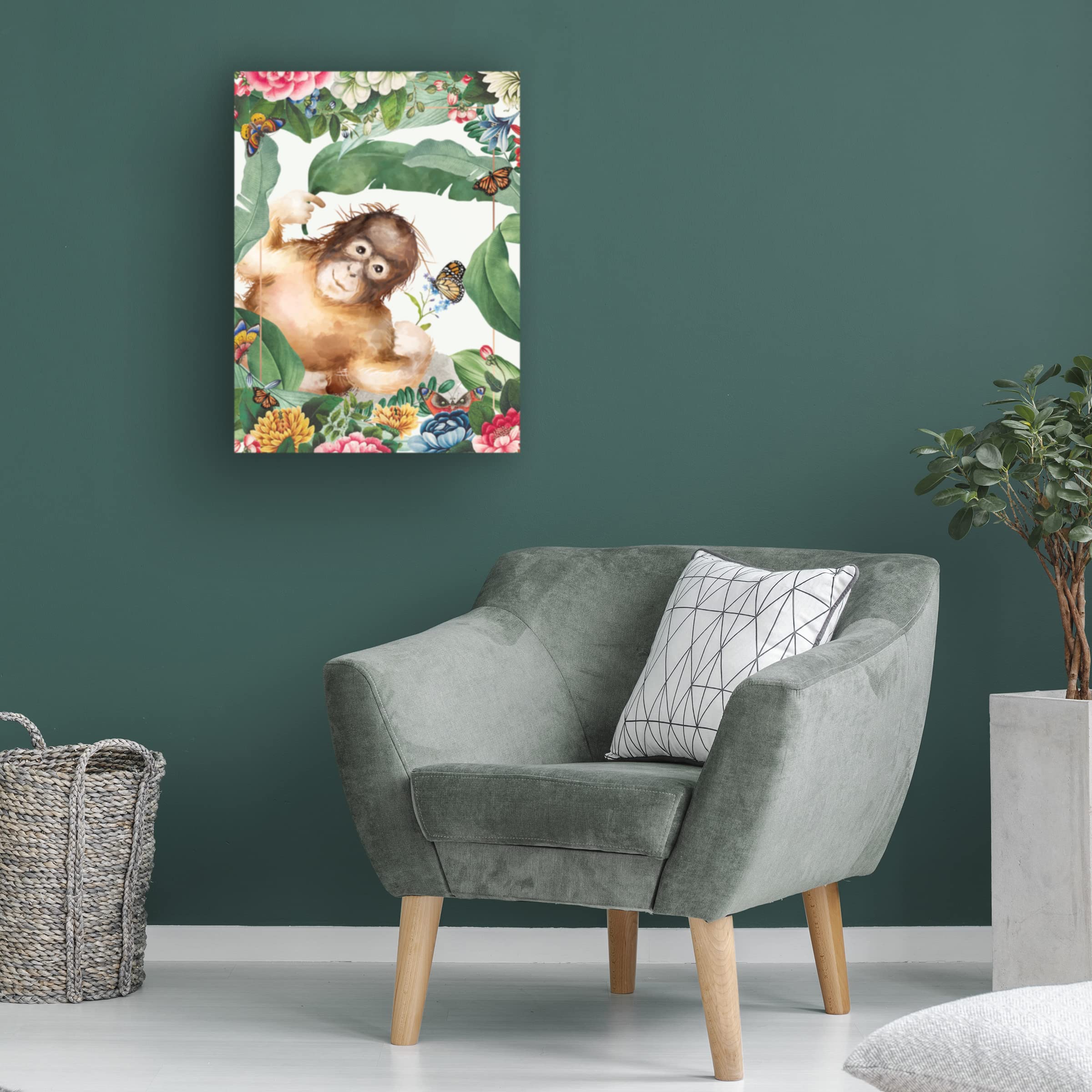 Trademark Fine Art 'Monkey Around' Canvas Wall Art Print by The Font Diva - Playful Home Decor for Living Room, Nursery & Kids Bedroom