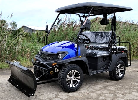 200cc UTV with Snow Plow - Gas-Powered ATV Golf Cart Utility Vehicle | Snow Master GVX in Blue | Ideal for Snow Removal, Farm Work & Off-Road Adventures