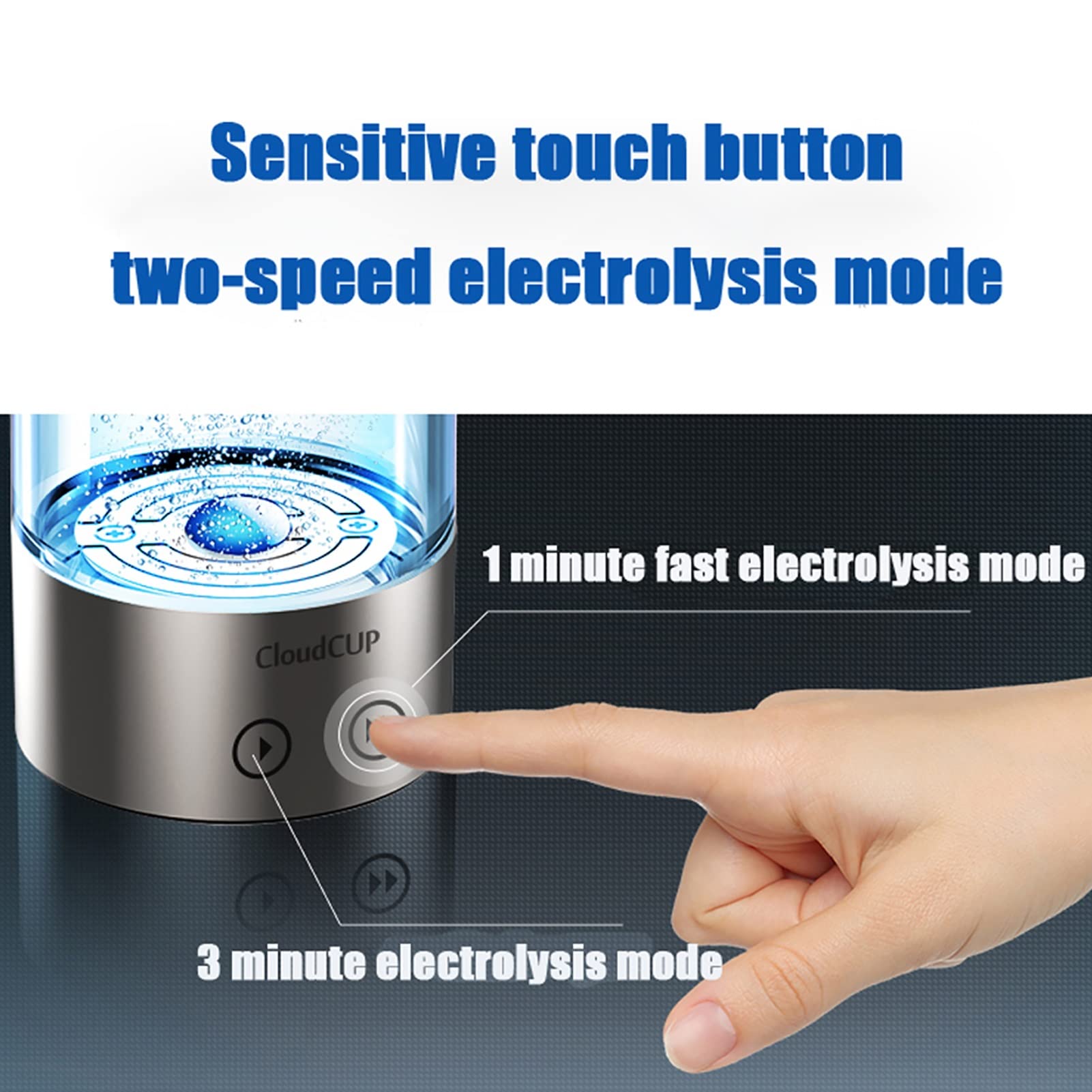 Portable Hydrogen Water Bottle Generator - USB Rechargeable Ionizer with 480ml Glass Bottle, Dual Mode (1 Min & 3 Min) for High Concentration Hydrogen Rich Water - Perfect for Travel, Gym & Daily Hydration
