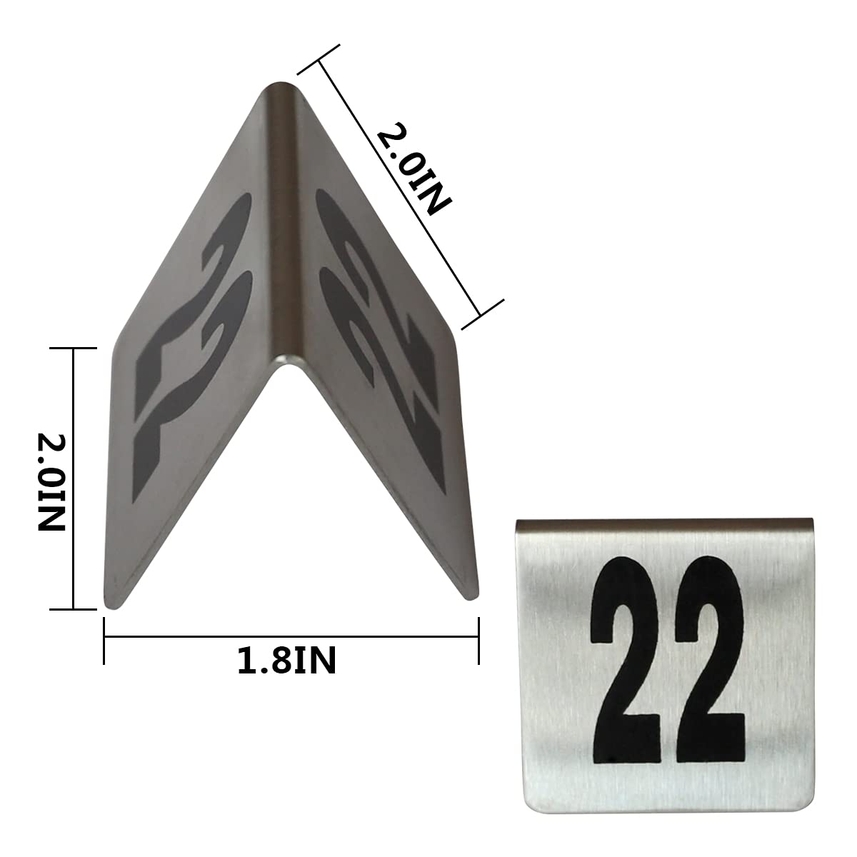 Stainless Steel Restaurant Table Numbers 1-50 (2x2 Inch) - Durable & Rustproof for Wedding, Banquet, and Event Seating
