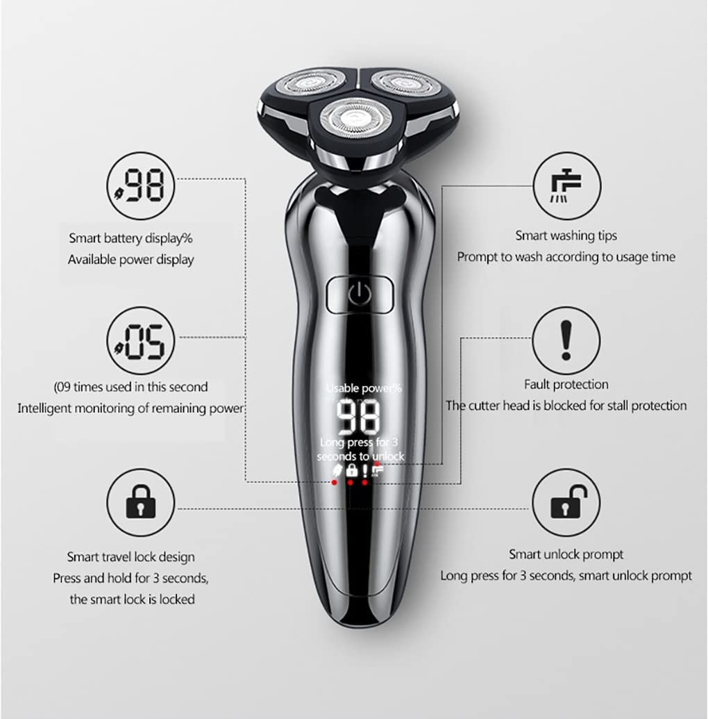 Premium Electric Head Shaver for Bald Men - USB Rechargeable & Washable Men's Shaving Machine with Beard & Mustache Trimmer (Color: 8508-F) - Perfect for Travel, Gym & Daily Grooming Routine