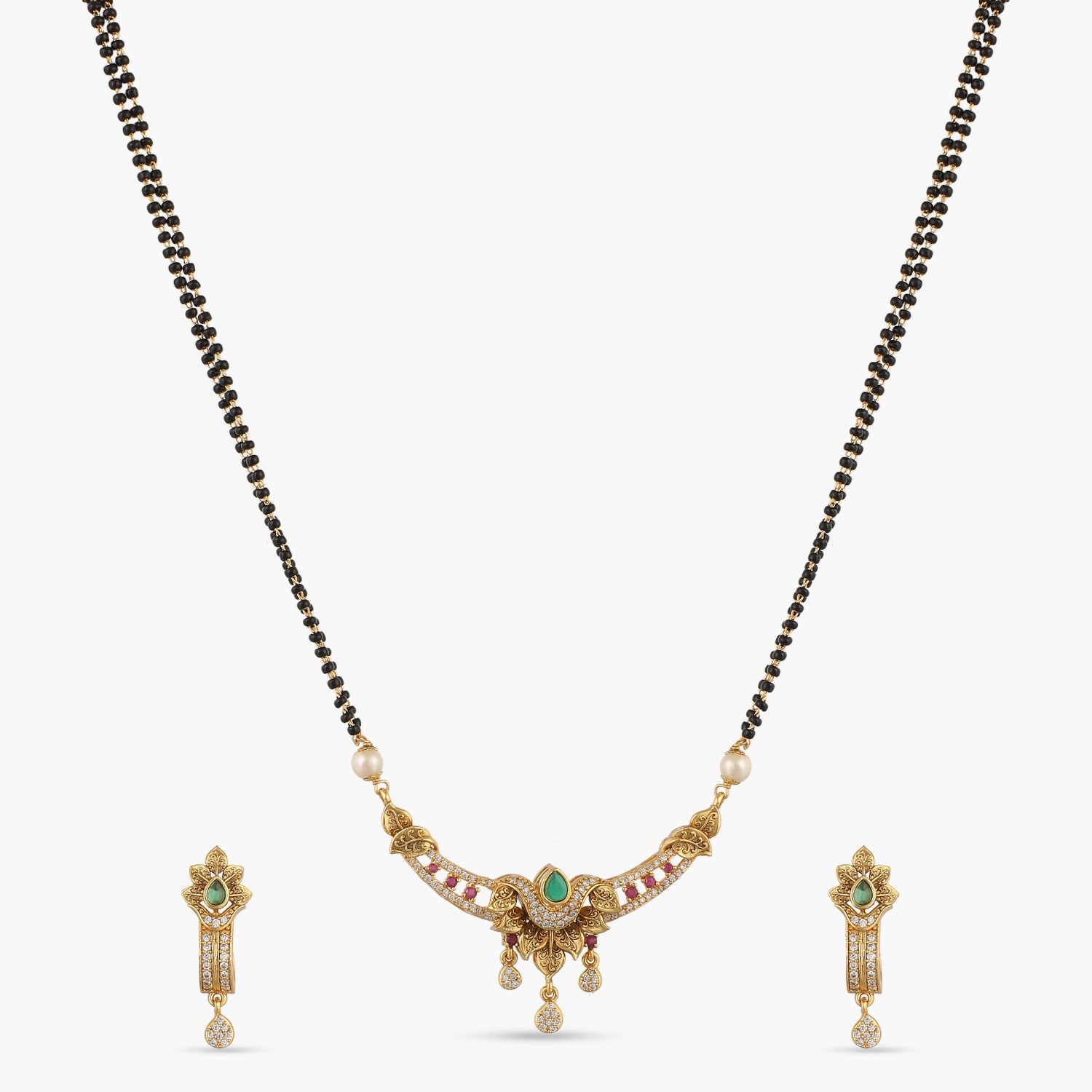 Exquisite Floral Classic Antique Mangalsutra Set - Traditional Indian Bridal Jewelry for Weddings & Special Occasions