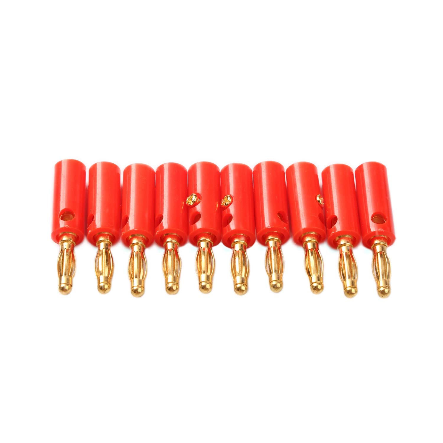 20Pcs 4mm Gold Plated Banana Plug Connector Kit - Black & Red Speaker Cable Adapters for Audio Equipment, Home Theater, PA Systems & DIY Electronics Projects