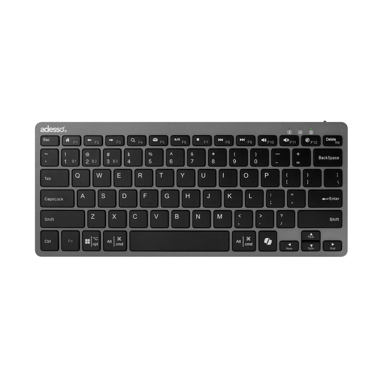 Adesso EasyTouch 7000 Multi-OS Bluetooth Keyboard - Wireless, Rechargeable, Quiet Scissor Switch Keys for Windows/Mac/iOS/Android - Perfect for Office, Home & Travel with AI Copilot Hotkey (Model WKB-7000BB)