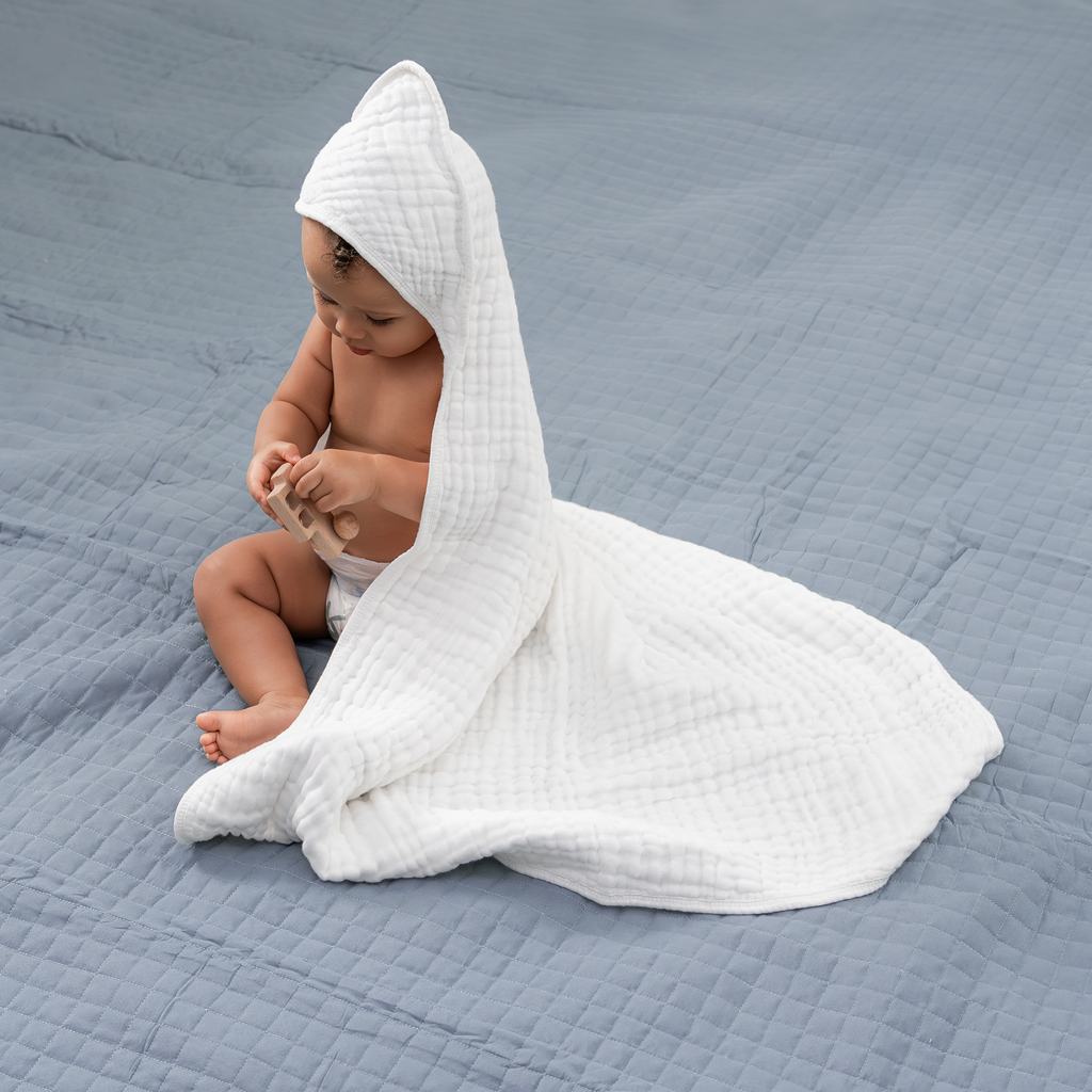 Comfy Cubs Ultra Soft Muslin Cotton Hooded Baby Towel - Newborn Bath & Swim Wrap, Perfect for Infants, Toddlers, and Kids - Ideal for Bath Time, Swimming, Beach, and Spa Days