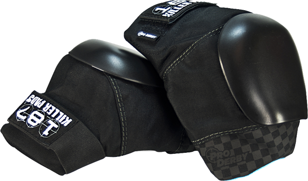187 Pro Derby Knee Pads XL - Black/Black - Protective Gear for Roller Skating, Skateboarding & Extreme Sports