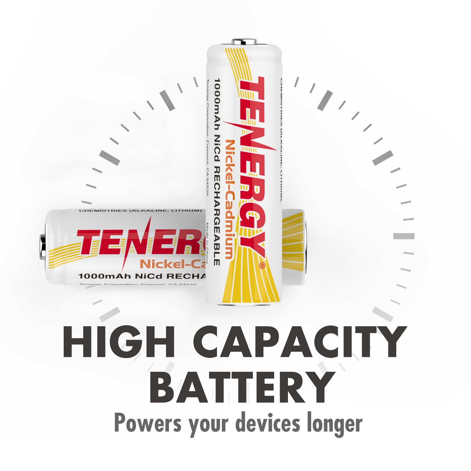 Tenergy AA Rechargeable NiCd Batteries 1000mAh 1.2V - 4 Pack for Solar Lights, Garden Lights, Outdoor Decor - Long Lasting Power for Home & Garden Lighting