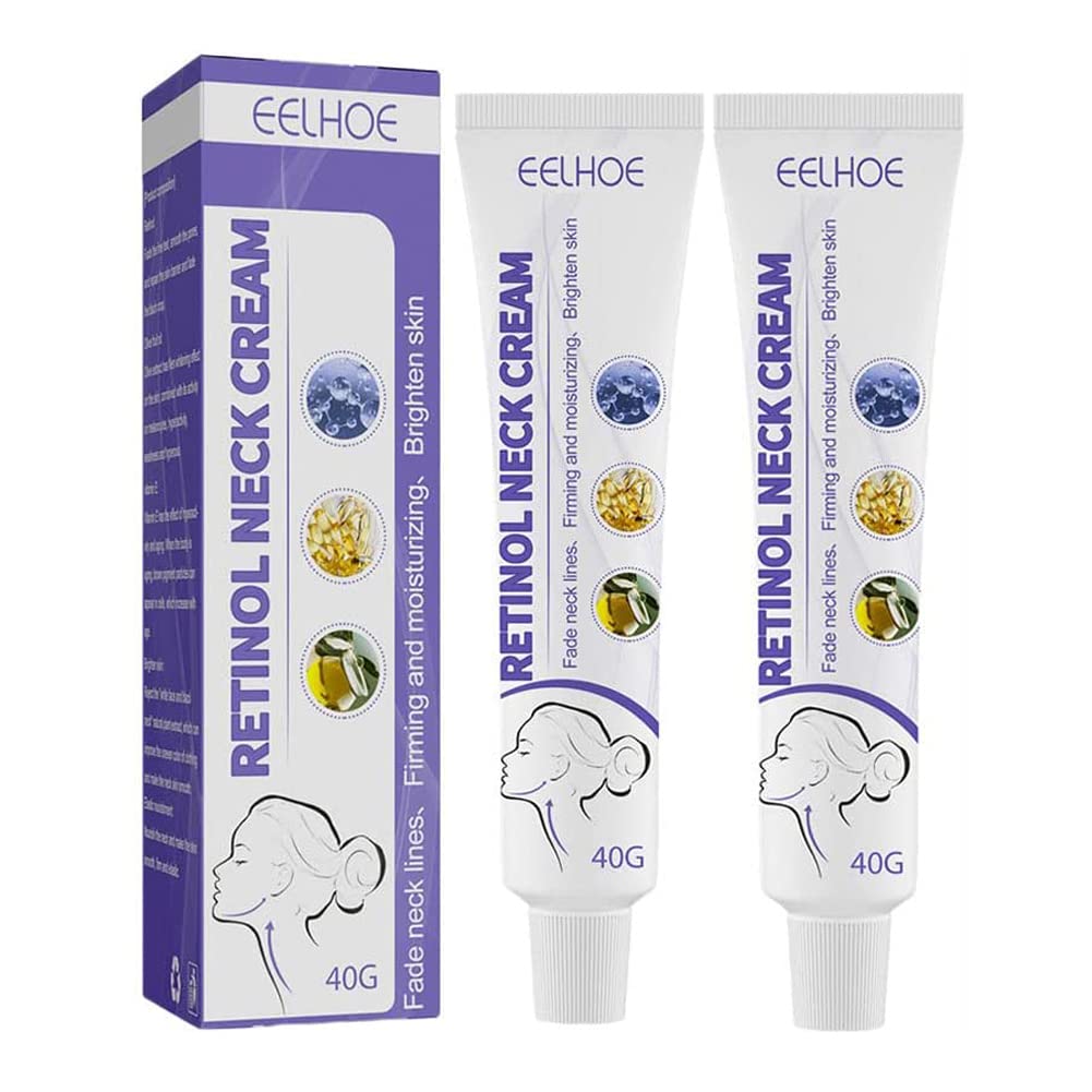 2PCS Retinol Neck Cream - Anti Wrinkle & Firming Treatment for Neck & Décolleté | Double Chin Reducer & Skin Tightening Cream | Perfect for Night Routine & Anti-Aging Care