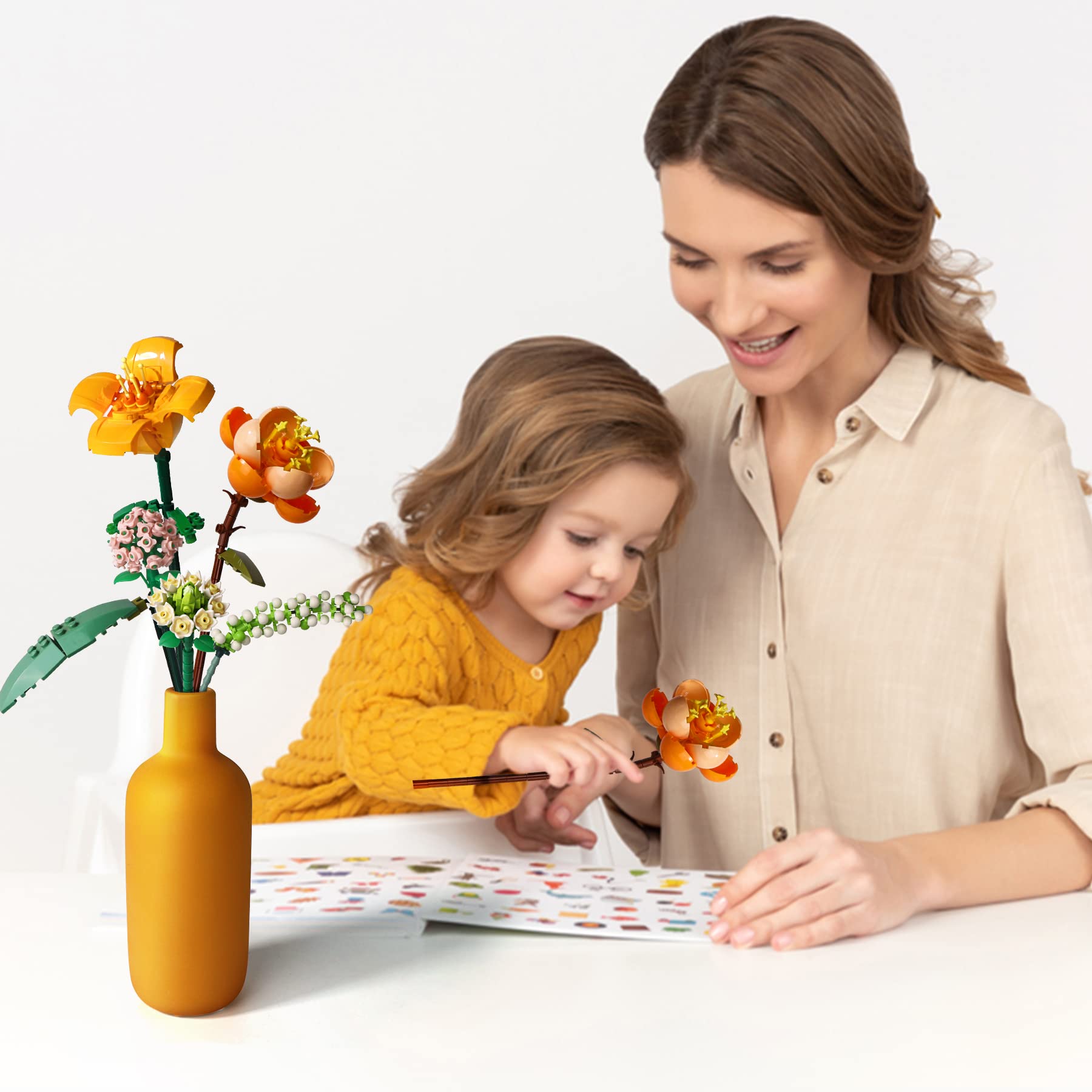 Mini Bricks Flower Bouquet Building Kit - 456PCS Artificial Botanical Collection for DIY Home Decor, Unique Gift for Girls Ages 8-12 | Perfect for Birthday Presents, Room Decoration & Creative Play (Not Lego Compatible)