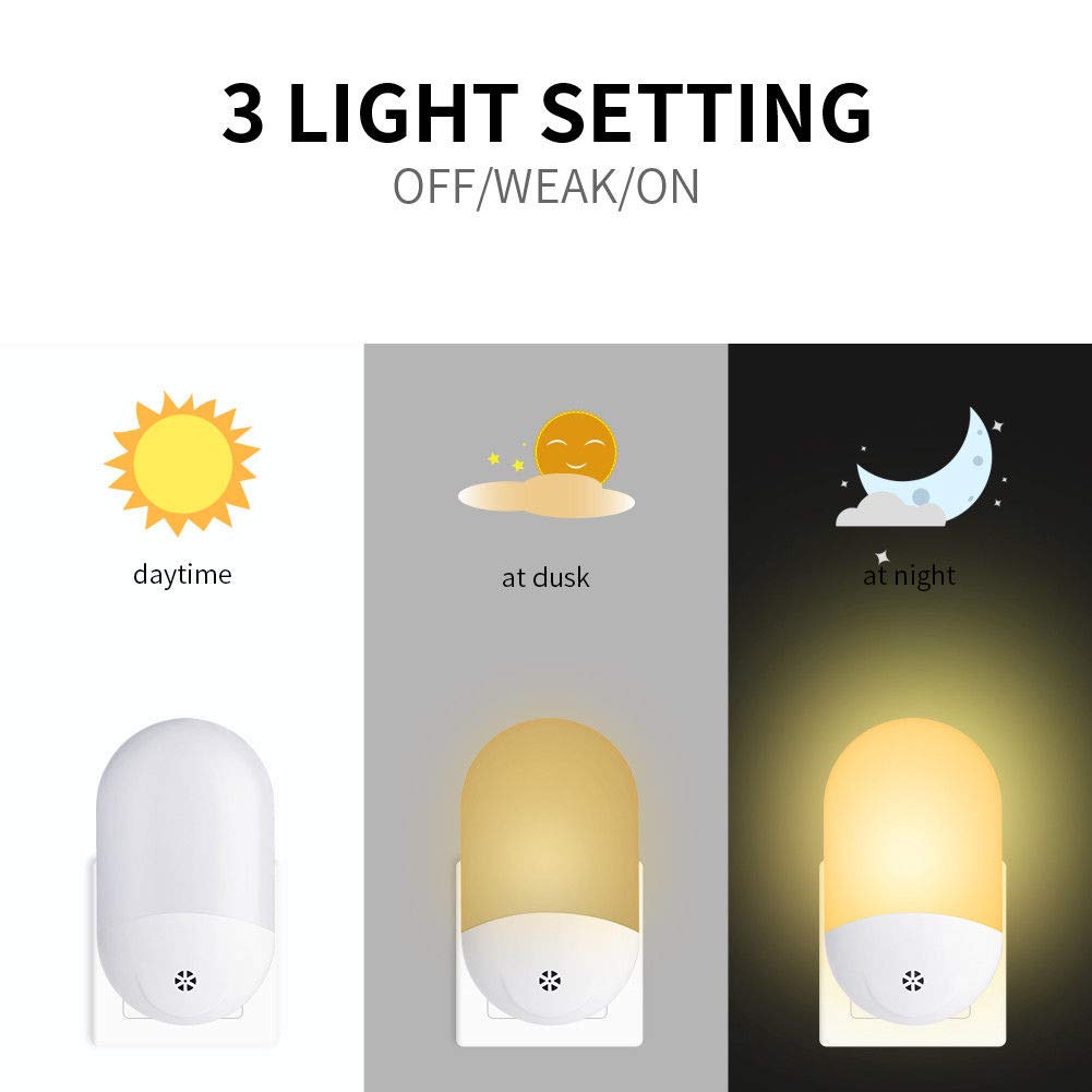 TDA Plug-in LED Night Light with Auto Dusk to Dawn Sensor - 2 Pack Warm White Night Lights for Hallway, Bathroom, Stairs, Kitchen, Garage, Corridor & Bedroom - Energy Saving Motion Sensor Light for Kids, Elderly & Safe Night Navigation