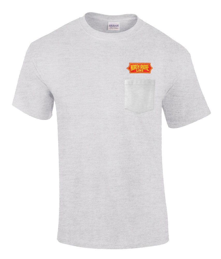 Chicago North Shore & Milwaukee Railroad Embroidered Pocket T-Shirt - Vintage Railroad Tee for Men & Women - Perfect for Train Enthusiasts, History Buffs & Casual Wear