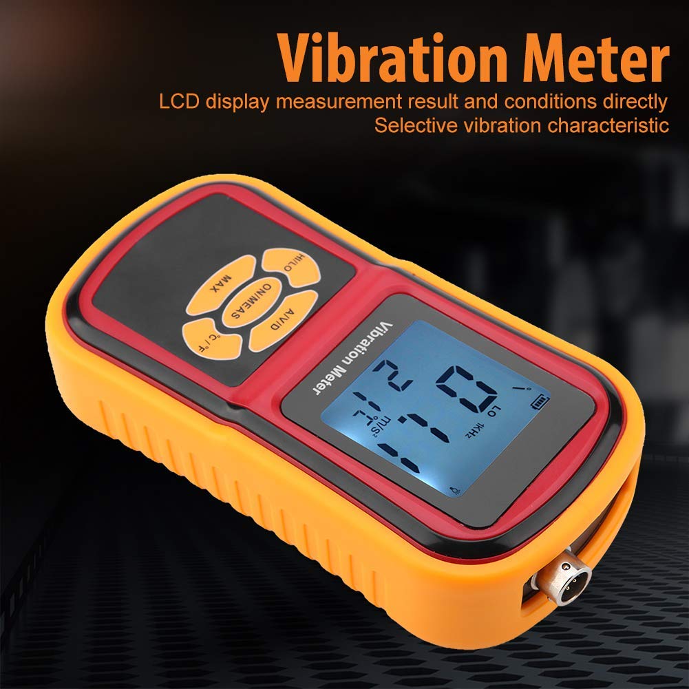 GM63B Digital Vibration Meter - Portable Handheld Vibration Tester with LCD Display & S/L Probes - for Mechanical Watches, Motors, Fans, Bearings - Workshop, Industrial Maintenance, Equipment Diagnosis Tool