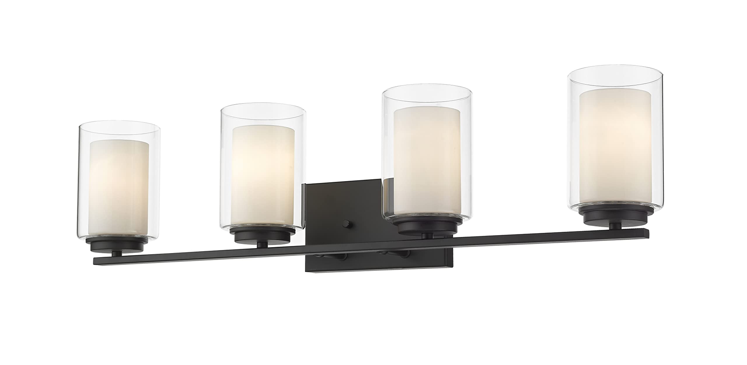 Z-Lite 426-4V-OB 4-Light Bathroom Vanity Light Fixture in Olde Bronze Finish - Perfect for Modern Bathroom and Powder Room Lighting