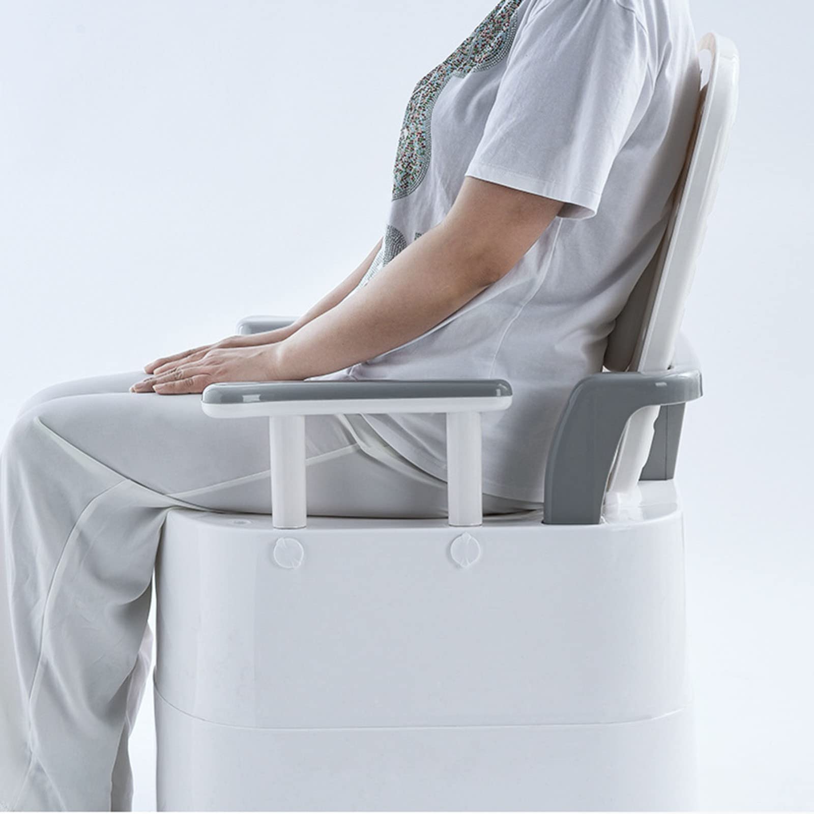LXBH Heavy Duty Bariatric Commode Chair 500 lbs Capacity - Extra Wide Bedside Toilet with Padded Seat & Back Support - Stand Alone & Over-The-Toilet Commode (White/Gray) - Ideal for Elderly Care, Post-Surgery Recovery & Home Healthcare