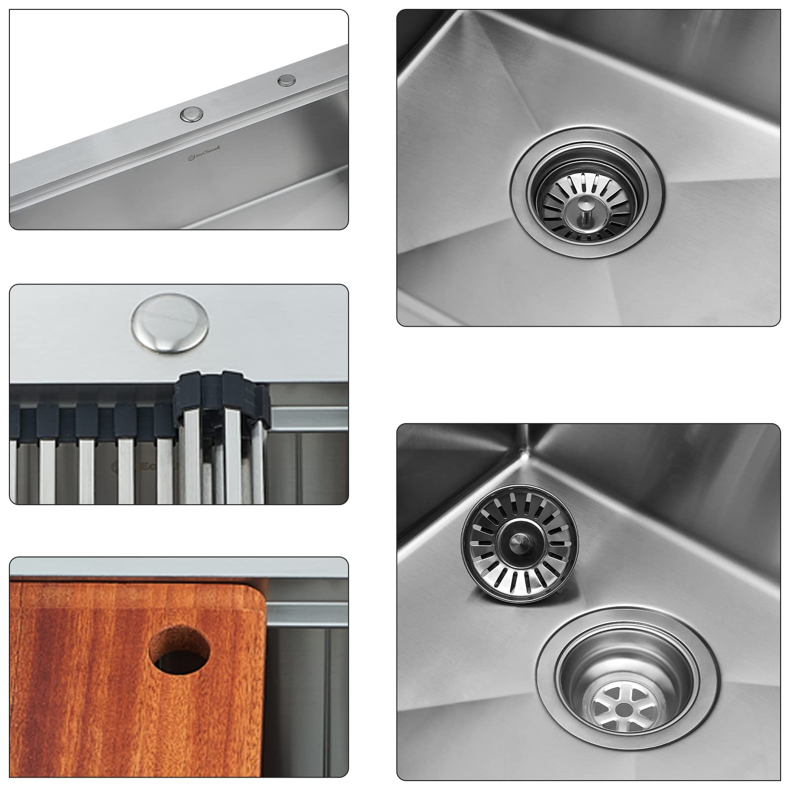 33 x 22 Inch Drop-in Stainless Steel Kitchen Sink - 16 Gauge Single Bowl Workstation with Cutting Board | Perfect for Food Prep, Dishwashing & Small Space Kitchens