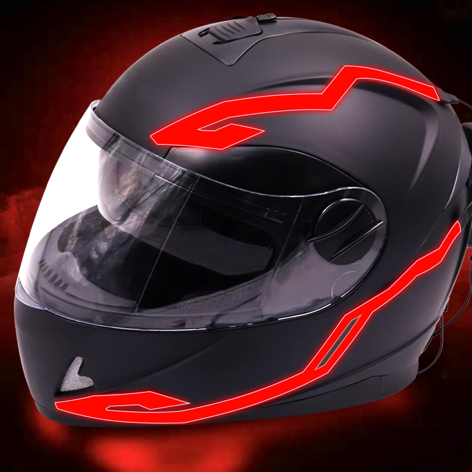 Motorcycle Helmet Light Bar - 4in1 Waterproof LED Sticker Kit for Night Safety, Cold Light Strip for DIY Helmet Signal, Red LED for Enhanced Visibility in Night Riding and Urban Commuting