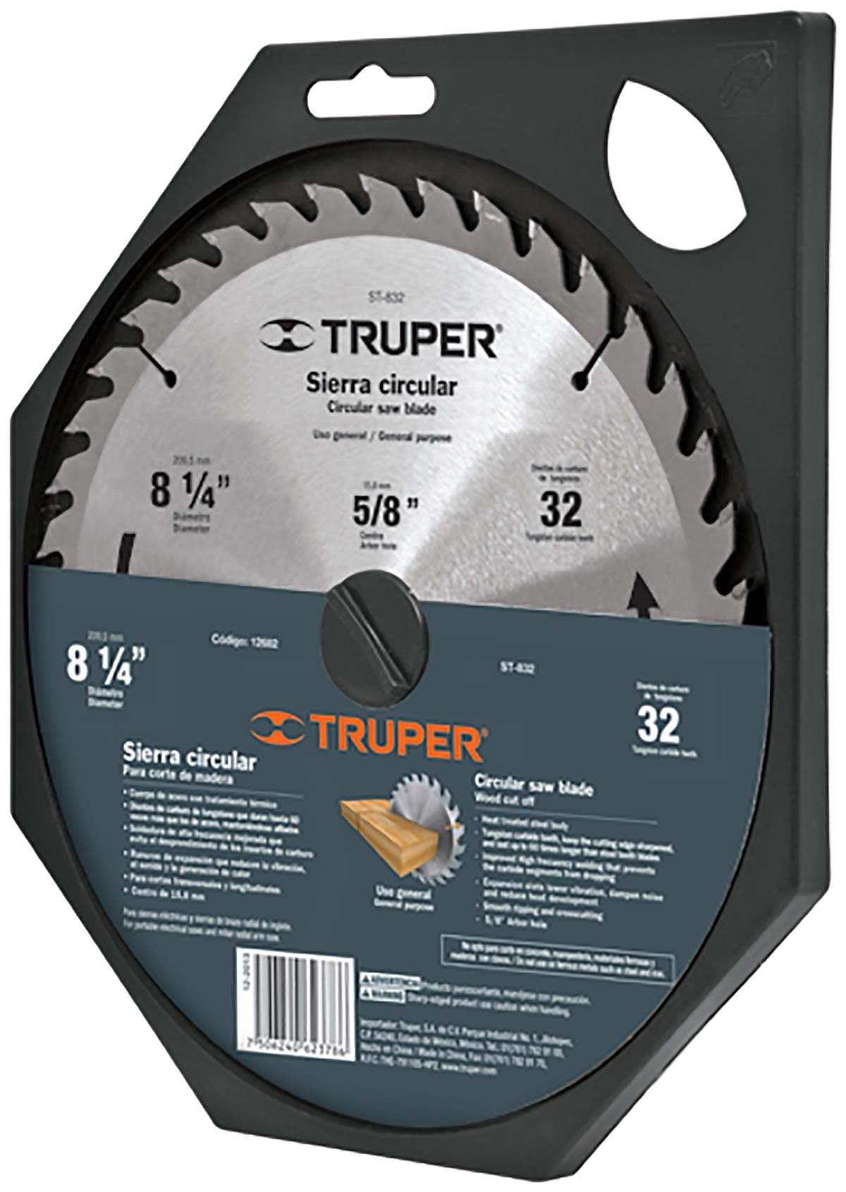 TRUPER ST-832 8 1/4 Inch Wood Cutting Saw Blades - 32 Teeth with 5/8 Inch Arbor - Perfect for Woodworking, Carpentry, and DIY Projects