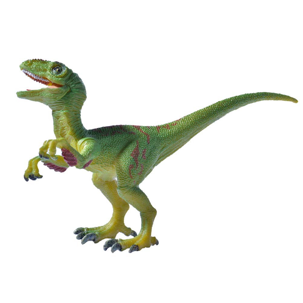 FLORMOON Realistic Velociraptor Dinosaur Toy - Green Plastic Dinosaur Figure for Kids, Boys & Toddlers - Perfect for Birthday Cake Decorations, Party Supplies & Educational Play