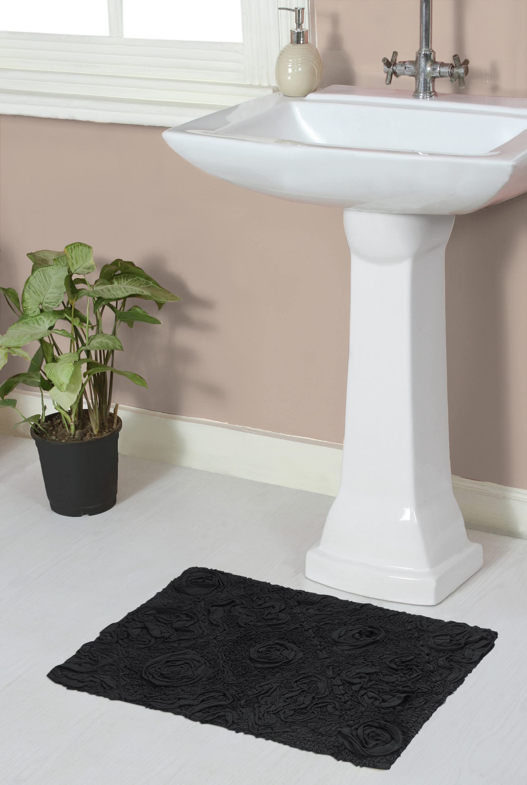 Premium 100% Cotton Bath Rug Set - Ultra Soft & Absorbent Non-Slip Bathroom Mat, Washable Kitchen Floor Mat (17