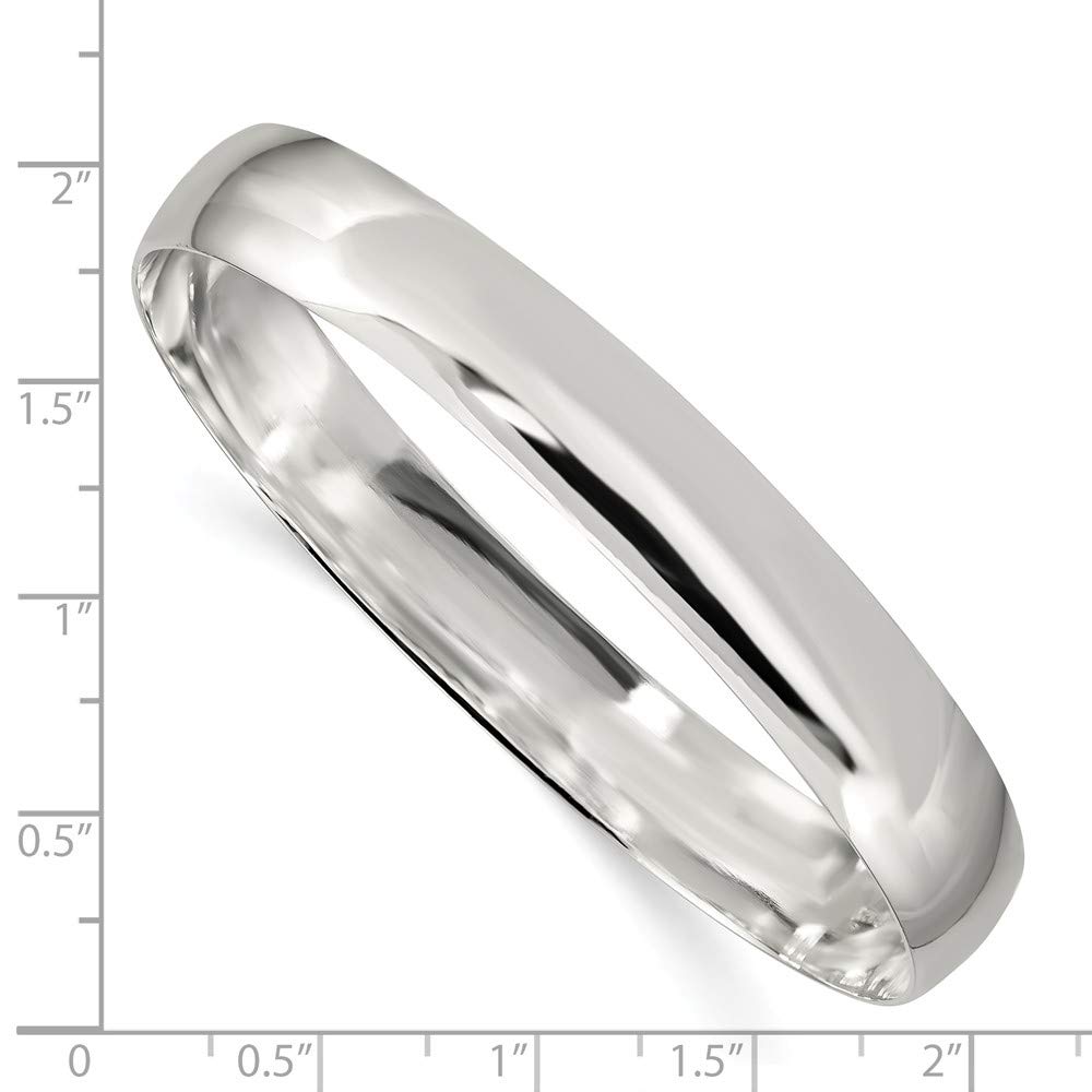 Jewels By Lux Sterling Silver 9.75mm Solid Polished Plain Slip-On Bangle Bracelet for Women - Elegant Minimalist Jewelry for Everyday Wear, Office & Special Occasions