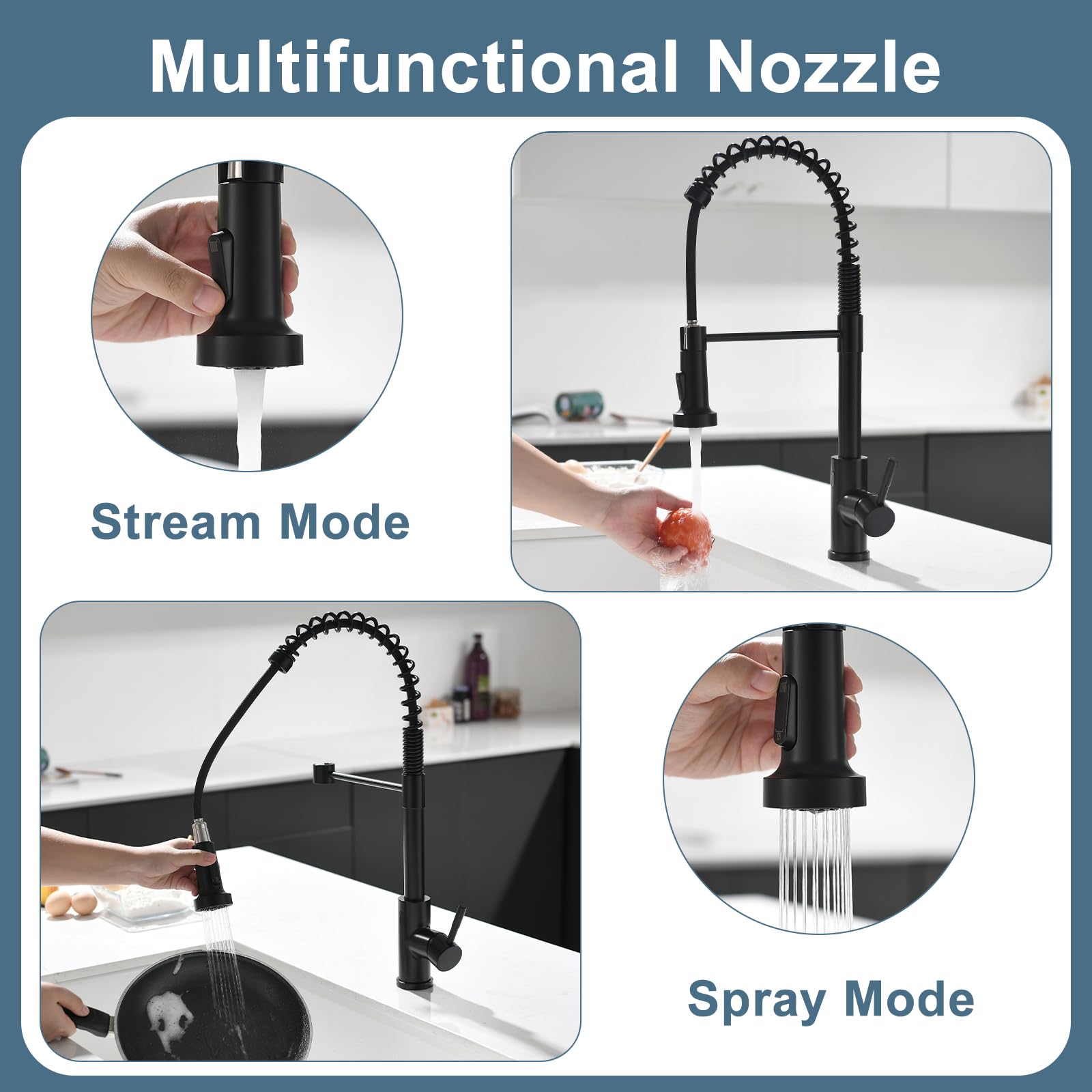 GIMILI Glossy Black Touchless Kitchen Faucet with Pull Down Sprayer - Single Handle Spring Activated Motion Sensor Faucet for Modern Kitchens & Easy Cooking Cleanup