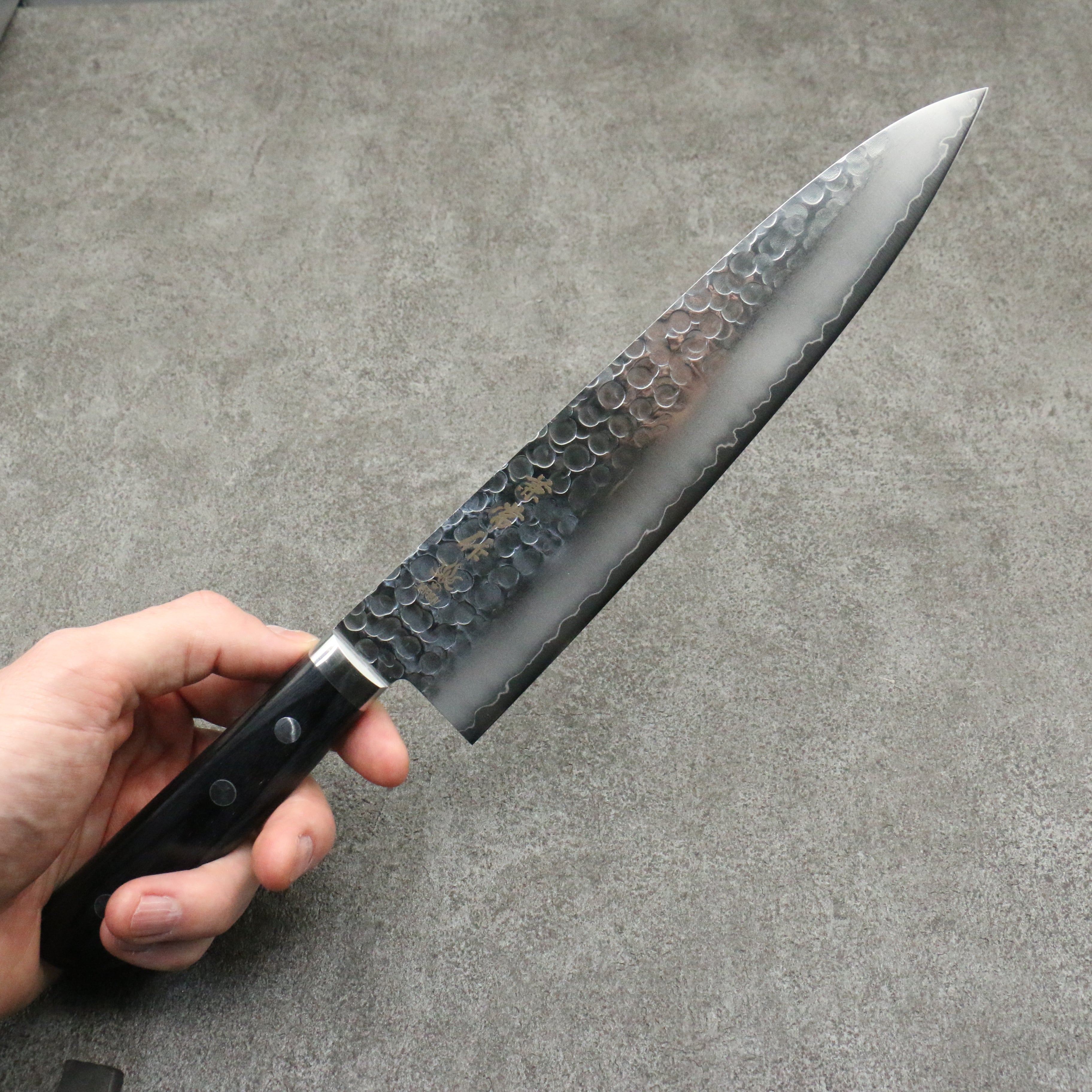 Kanetsune VG1 Hammered Gyuto 210mm Japanese Chef Knife with Black Pakkawood Handle - Perfect for Slicing, Dicing & Precision Cooking