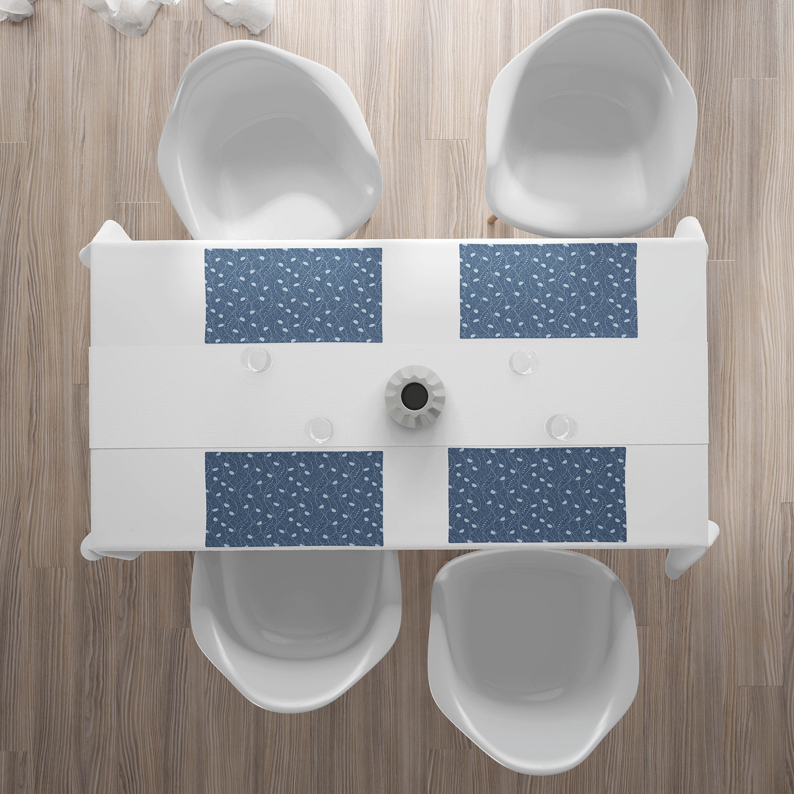 Ambesonne 4-Pack Leaves Placemats - Modern Art Deco Nature Design with Branches on Denim Background - Washable Fabric Table Mats for Dining Room & Kitchen Decor in Slate Blue - Perfect for Dinner Parties, Holiday Gatherings & Everyday Use