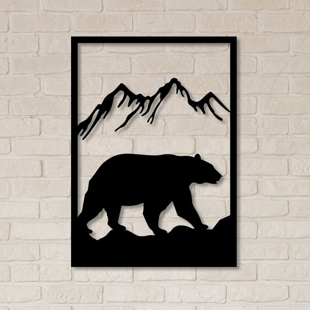 LaModaHome Metal Wall Art Bear in Wild - Black Bear Wall Decor for Living Room, Bedroom, Kitchen & Bathroom - Indoor & Outdoor Wall Hanging for Cabin, Lodge, Rustic Home Decor