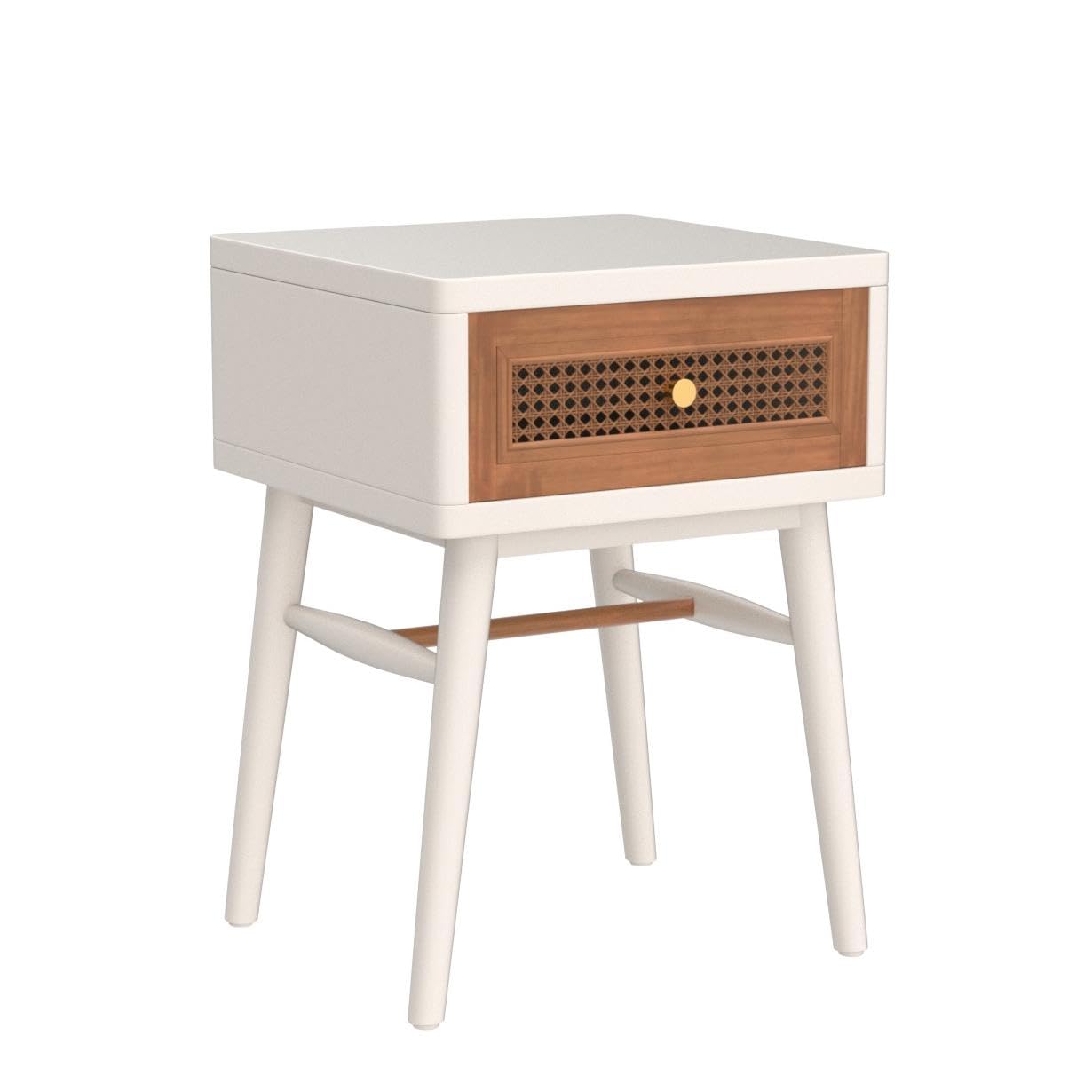 Fully-Assembled Modern Farmhouse Nightstand with Drawer - Distressed White End Table for Bedroom & Living Room | Rustic Home Decor Accent Furniture
