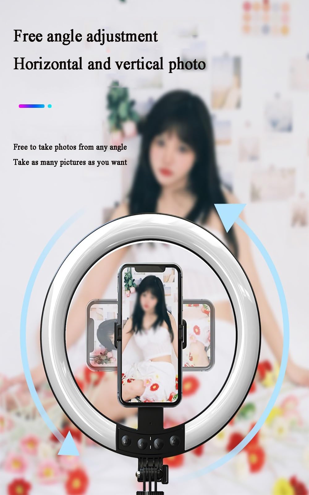 BINGQIAN Professional RGB Ring Light with Adjustable Tripod Stand & Wireless Remote - Perfect for Selfies, Makeup, Live Streaming, YouTube Videos, TikTok, and Photography