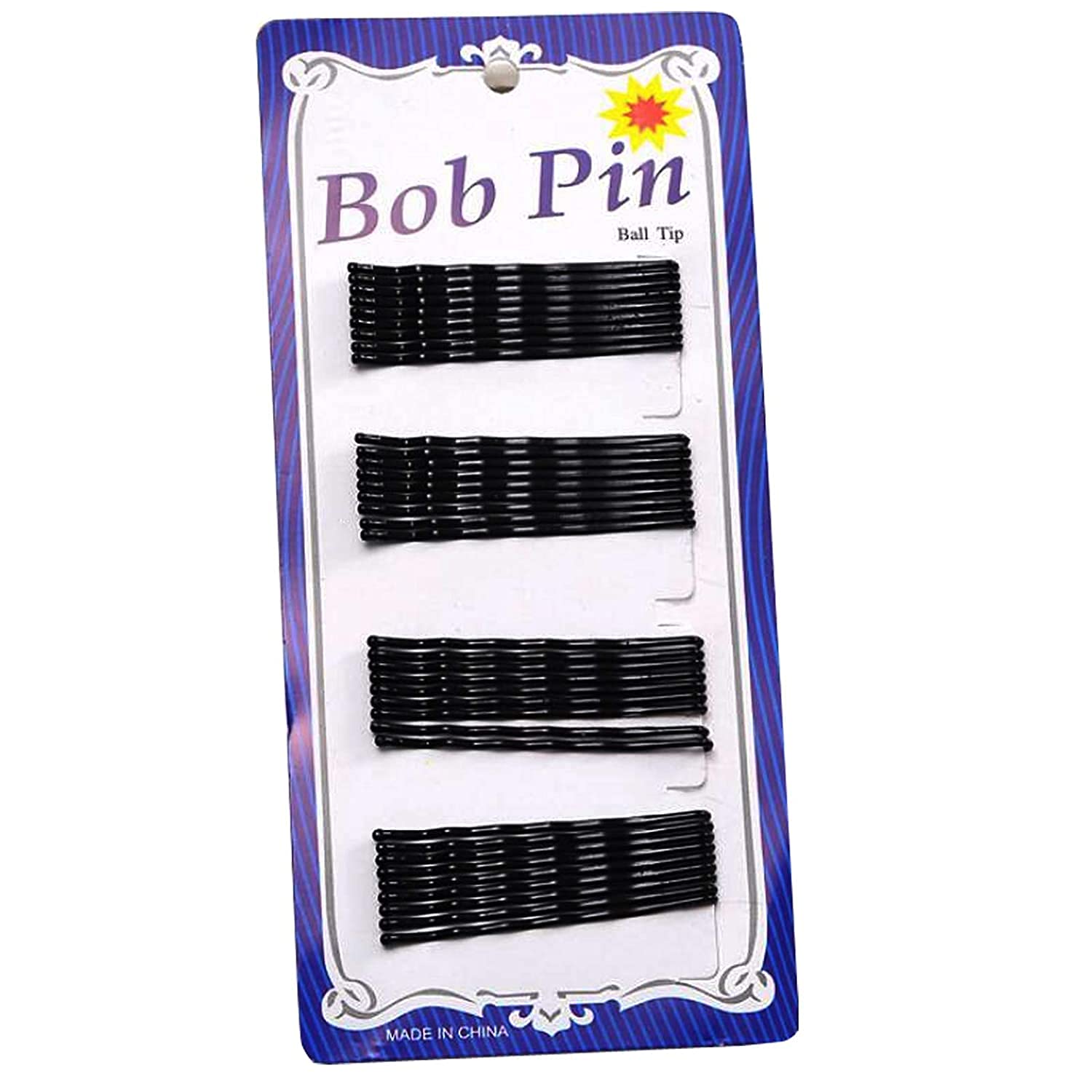 50 PCS Black Bobby Pins for Hair - Bulk Crimped Hairpins for Styling