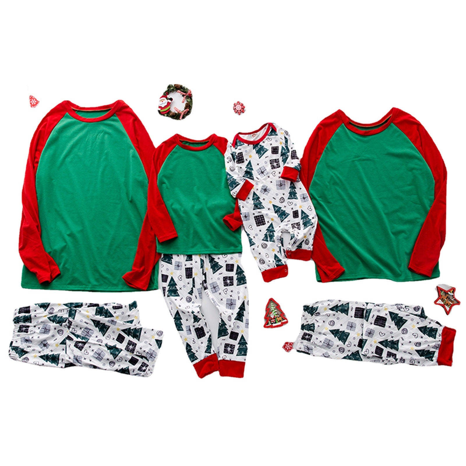Christmas Family Matching Pajamas - Printed Raglan Sleeve Holiday Pajama Set for Parents & Kids | Cozy Christmas Eve & Family Photo Outfits