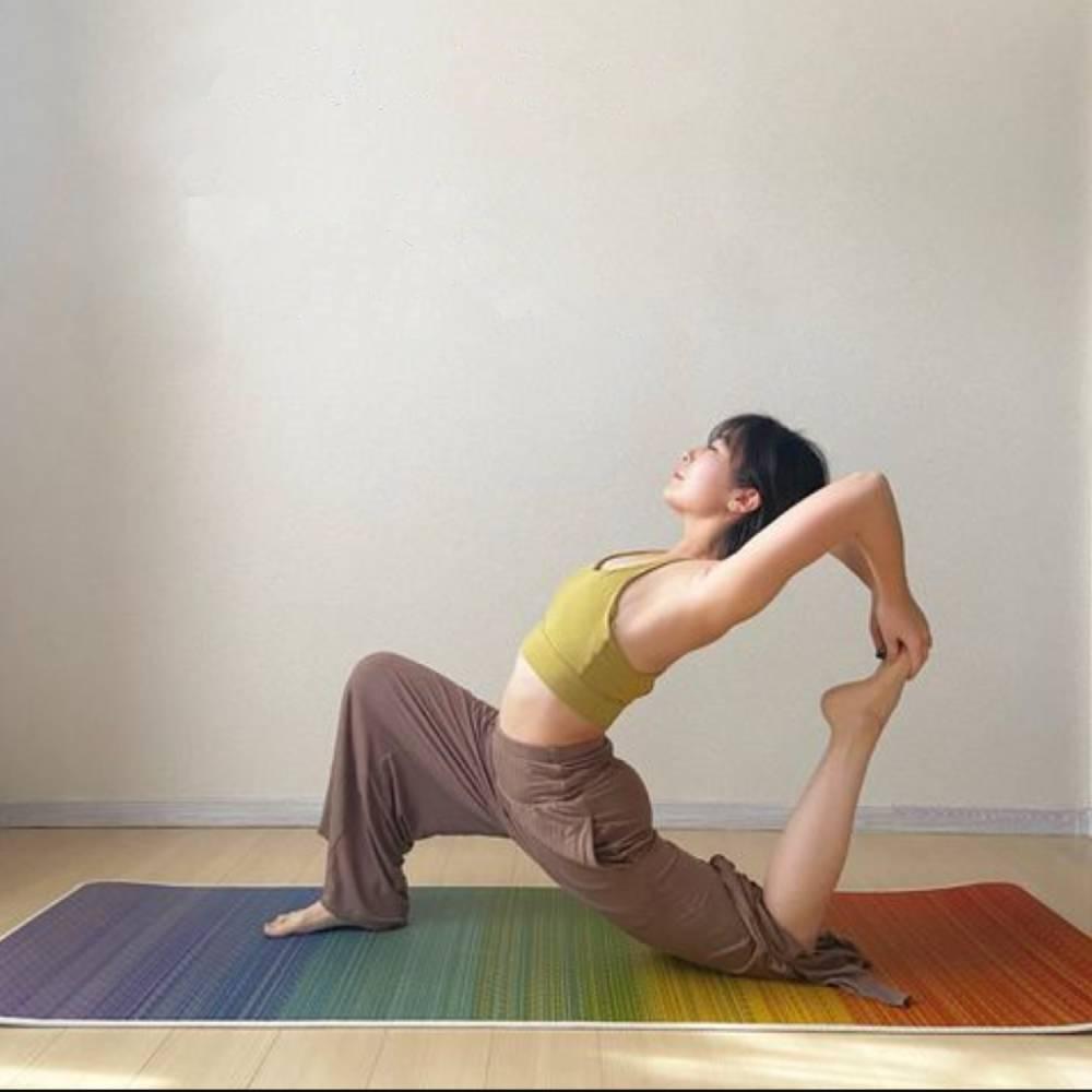 Ikehiko Igusa Rush Grass Tatami Yoga Mat - 185cm Rainbow Pattern for Meditation, Home Decor & Japanese Style Flooring