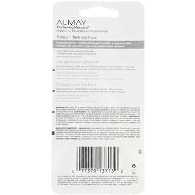Almay One Coat Thickening Mascara - Blackest Black [401] - 0.26 oz (2 Pack) | Volumizing & Lengthening for Dramatic Lashes | Perfect for Daytime & Nighttime Looks