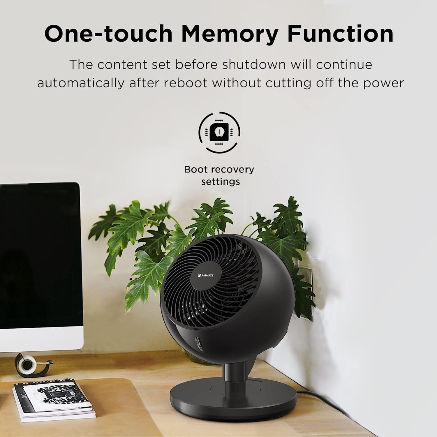 AIRMATE 12-Inch Large Oscillating Fan with Remote - High Velocity Quiet DC Floor Fan for Bedroom, Office & Dorm - 10 Speed Settings & Timer - Black | Perfect for Cooling, Air Circulation & White Noise Sleeping Aid