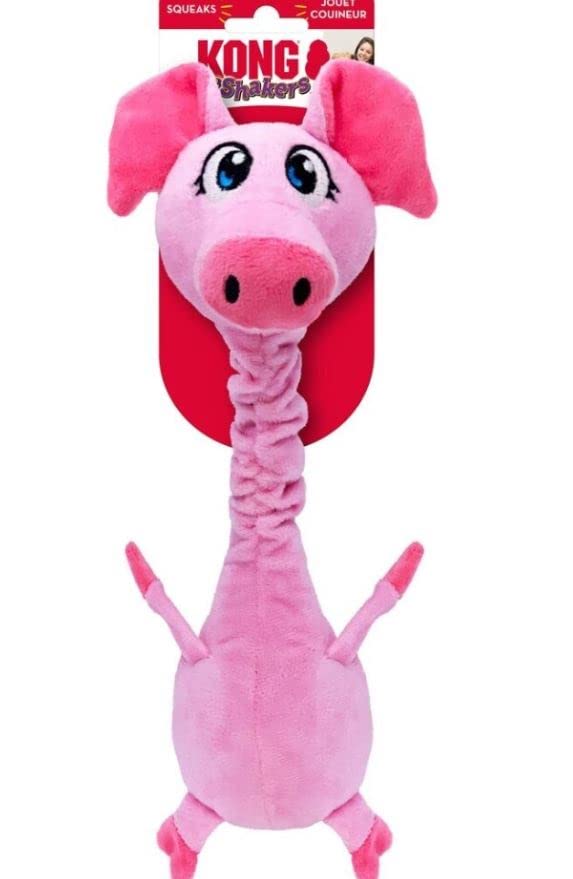 KONG Classic Dog Toy - Shakers Bobz Pig Medium for Small & Medium Dogs - Interactive Chew Toy with Squeaker for Puppies & Adult Dogs - Perfect for Indoor Play, Training & Mental Stimulation