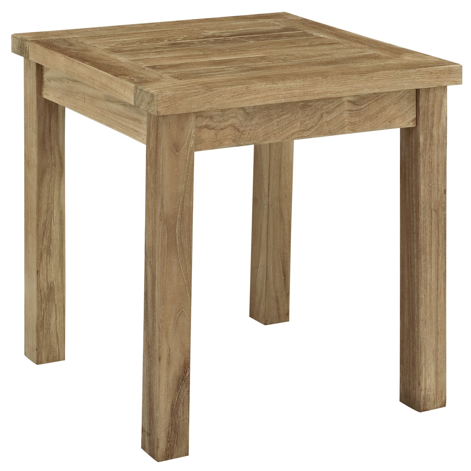 Modway EEI-1487-NAT-WHI-SET Premium Teak Wood Outdoor Patio Furniture Set - 2 Armchairs & Side Table in Natural White - Perfect for Poolside, Garden & Backyard Relaxation