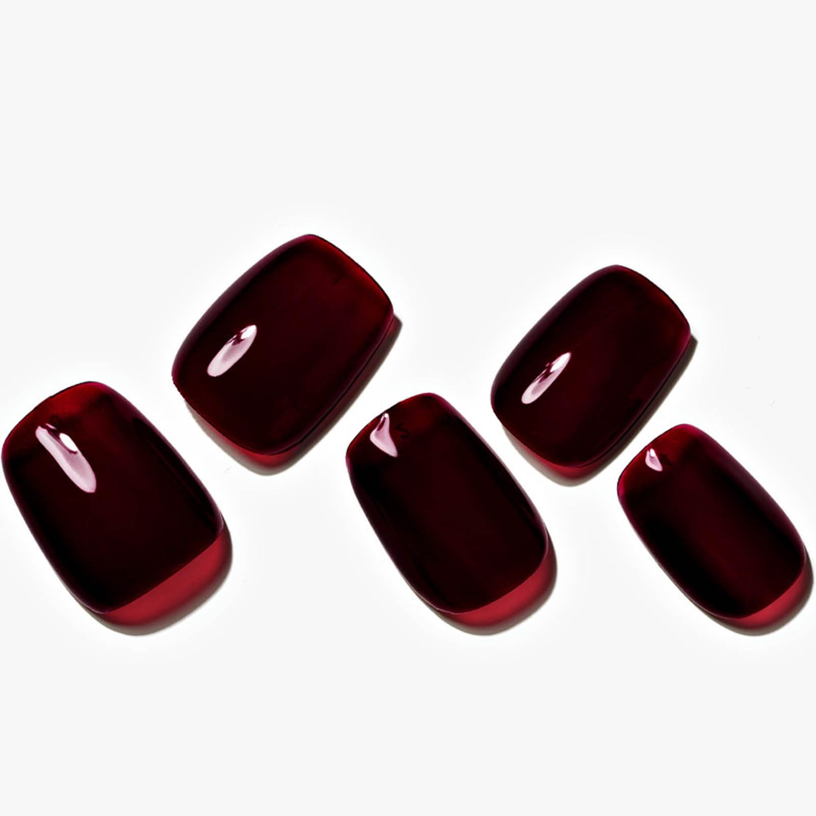 GLAMERMAID Dark Red Press on Nails - Extra Short Square Winter Gel Nails | Burgundy Fake Nails with Glossy Finish | Reusable Acrylic False Nails Kit for Women | Perfect for Parties, Weddings & Everyday Manicure