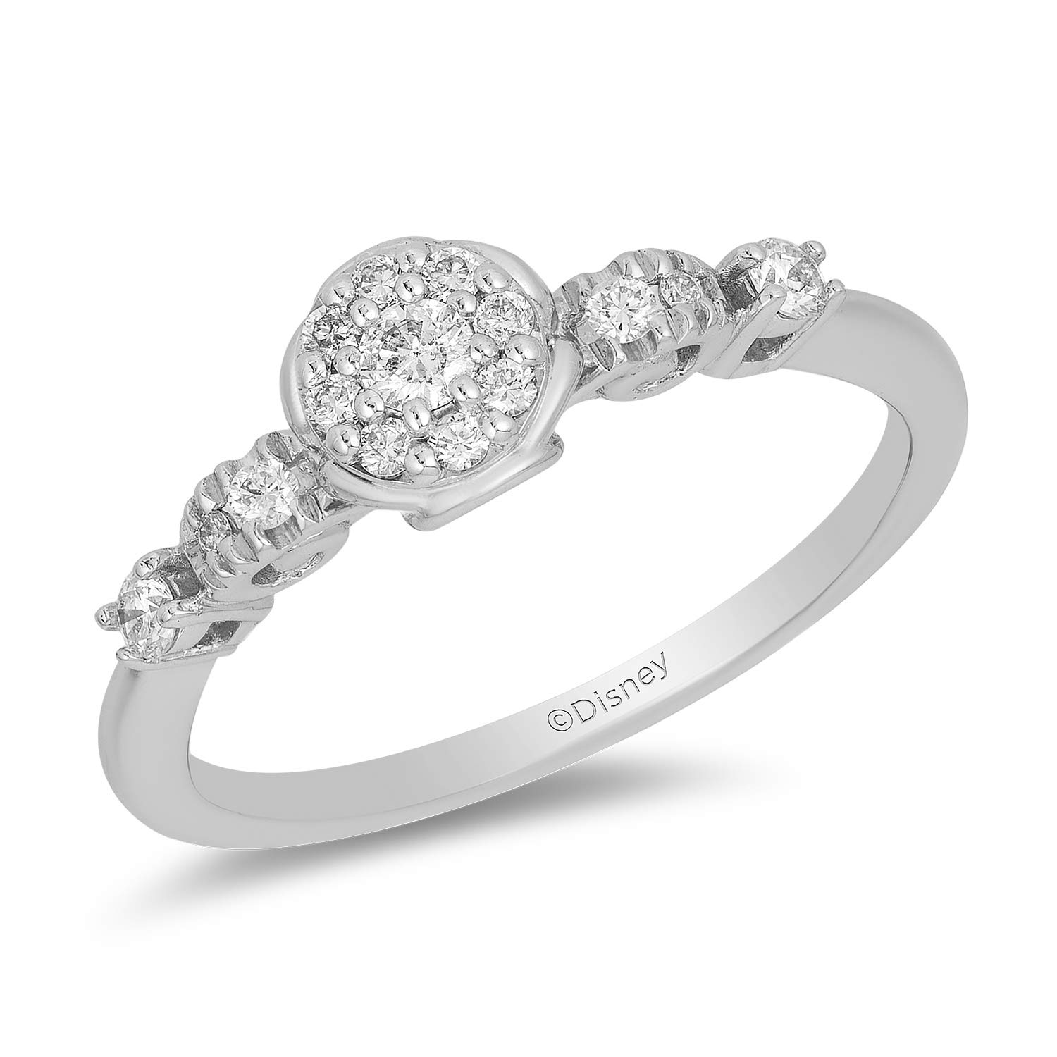 Jewelili Enchanted Disney Sterling Silver Cinderella Ring with 1/4 Carat Diamond - Elegant Fashion Jewelry for Women, Perfect Gift for Birthday, Anniversary & Special Occasions