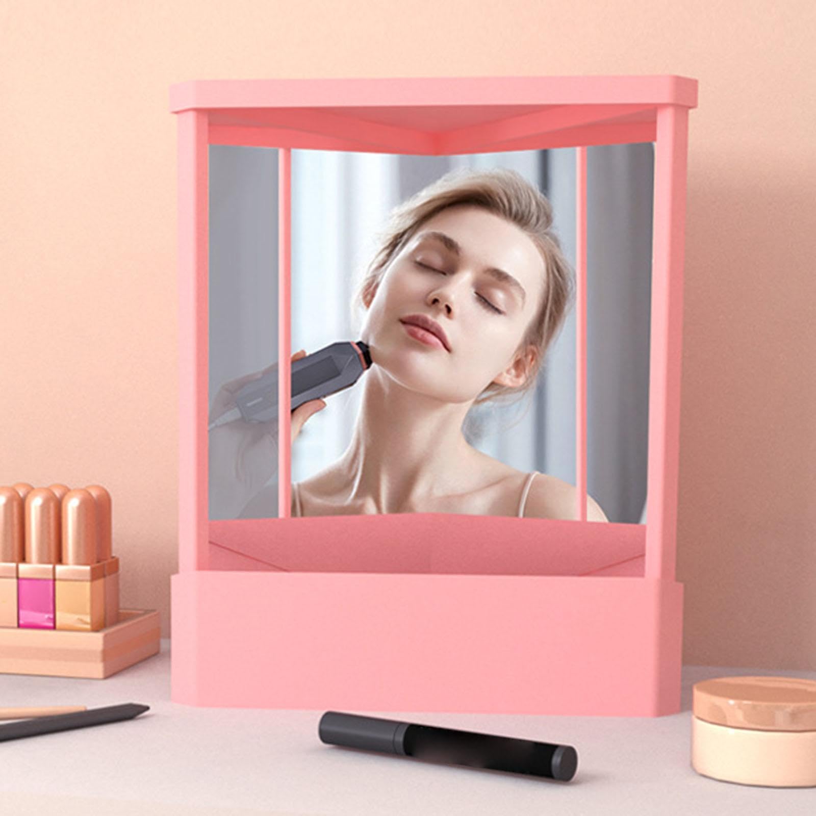 CLUB BOLLYWOOD® CB Non-Reversing Mirror - Pink Vanity Mirror for Dresser, Bedroom & Table | Portable Inverted Makeup Mirror for Precise Beauty Application | Perfect for Home, Travel & Professional Makeup Artists | Health & Beauty Accessories