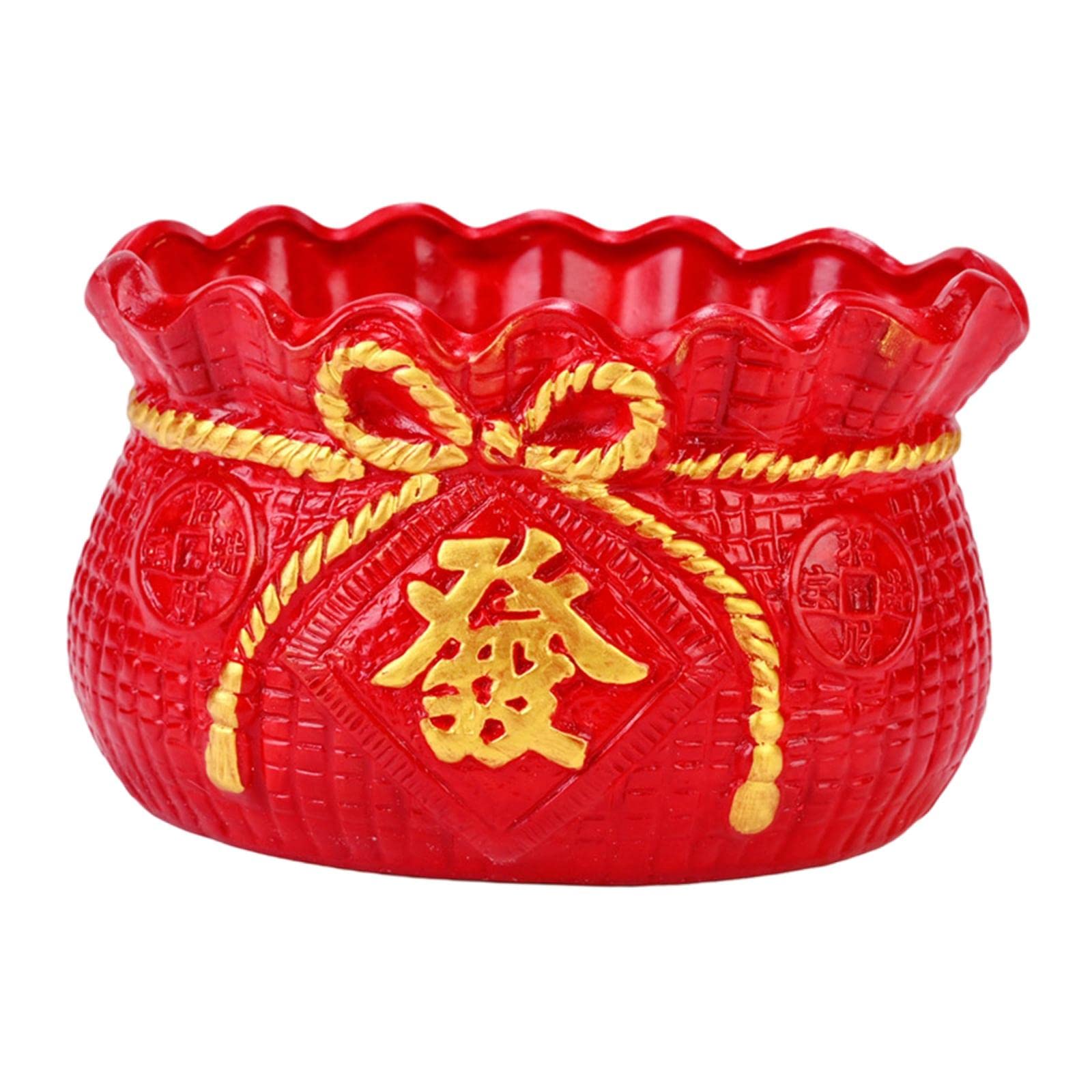 Gazechimp Ceramic Flower Pot with Drainage Hole - Traditional Chinese Style Succulent Planter, Bonsai Container, Garden Flower Vase for Indoor & Outdoor Plants - Perfect for Home Decor, Office Desk, and Patio Gardening (Red)