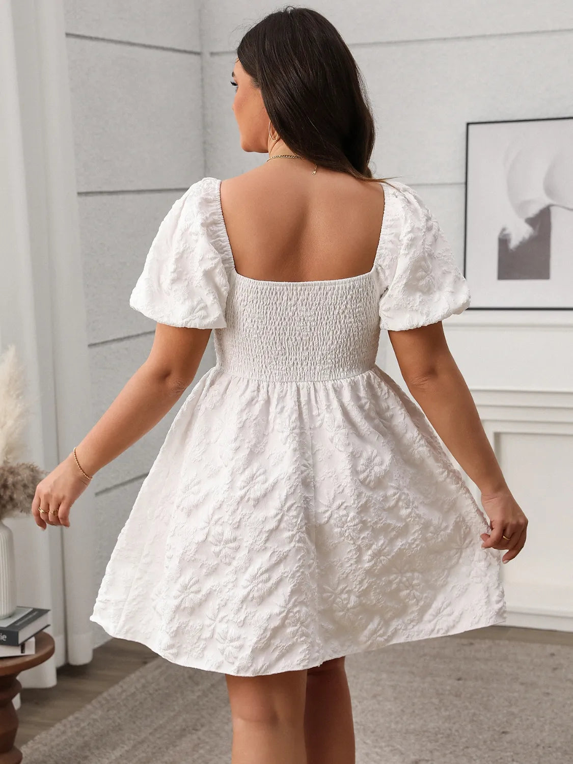 Plus Size Sweetheart Neck Puff Sleeve Mini Dress for Women - Flattering Party & Cocktail Dress for Evening Events, Date Nights & Special Occasions