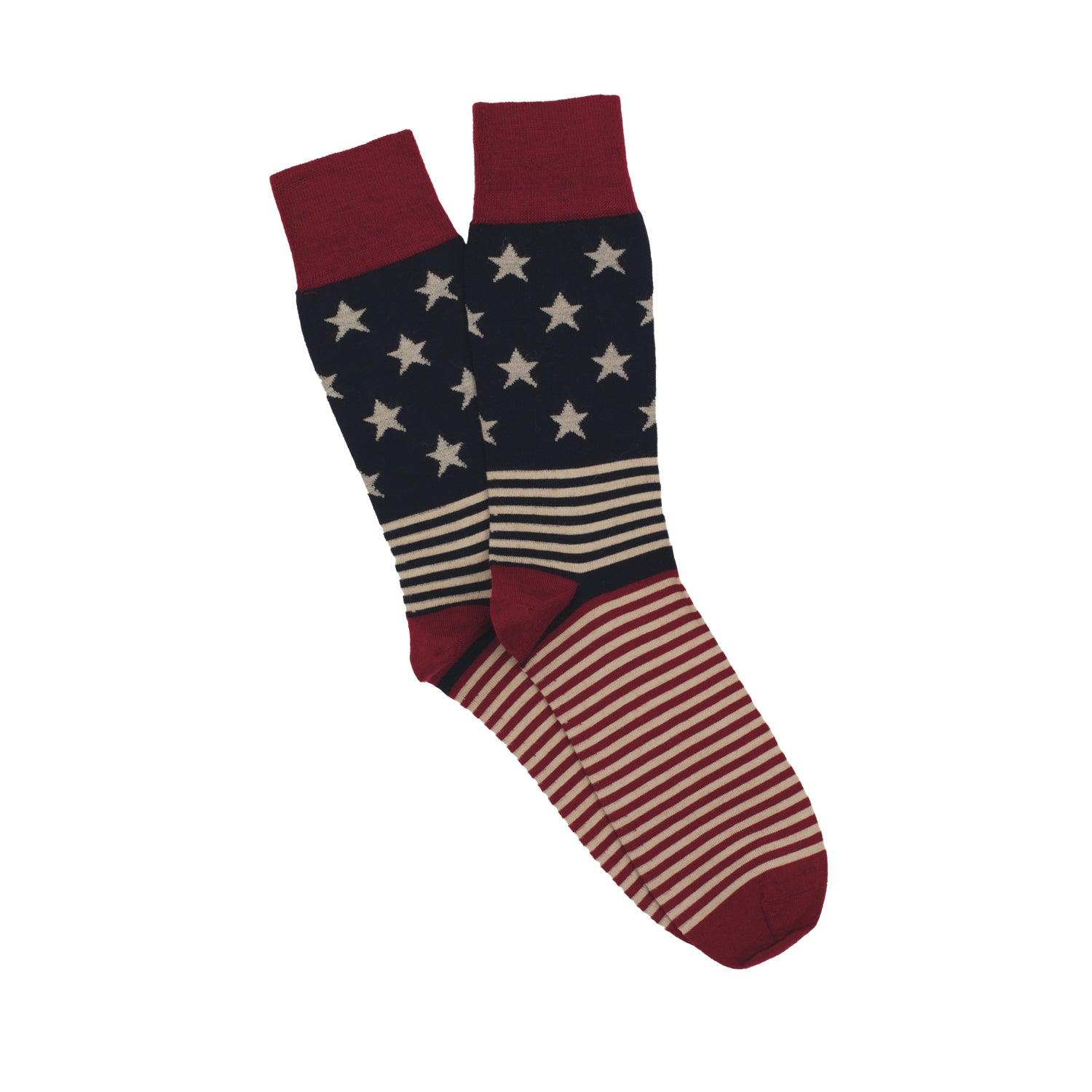Men's Vintage American Flag Merino Wool Socks - Warm & Comfortable for Hiking, Outdoor Activities & Patriotic Events