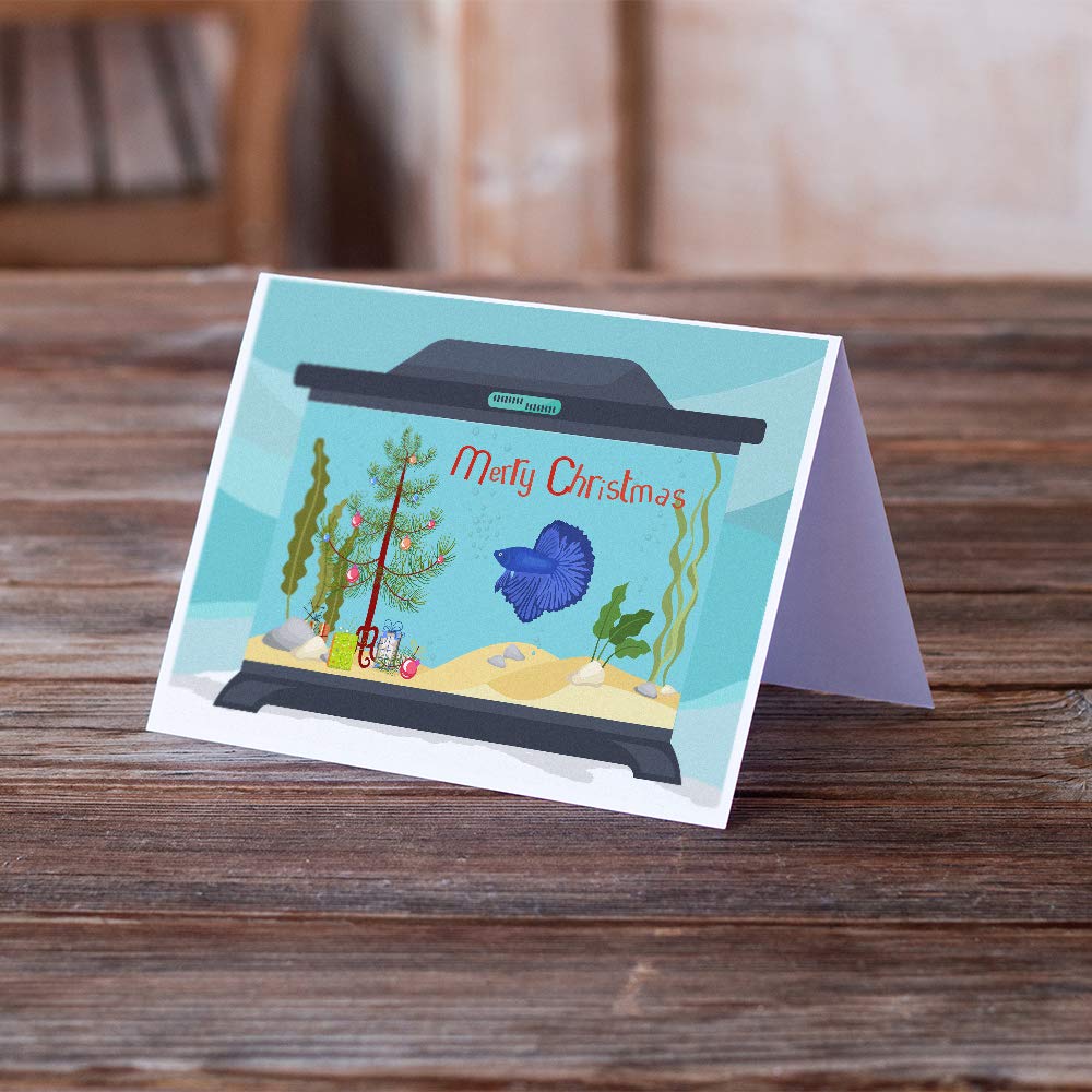 Delta Tail Betta Fish Christmas Greeting Cards - Pack of 8 Blank A7 Note Cards (5x7 inches) with Envelopes | Whimsical Holiday Stationery for Christmas Wishes, Thank You Notes & Seasonal Greetings