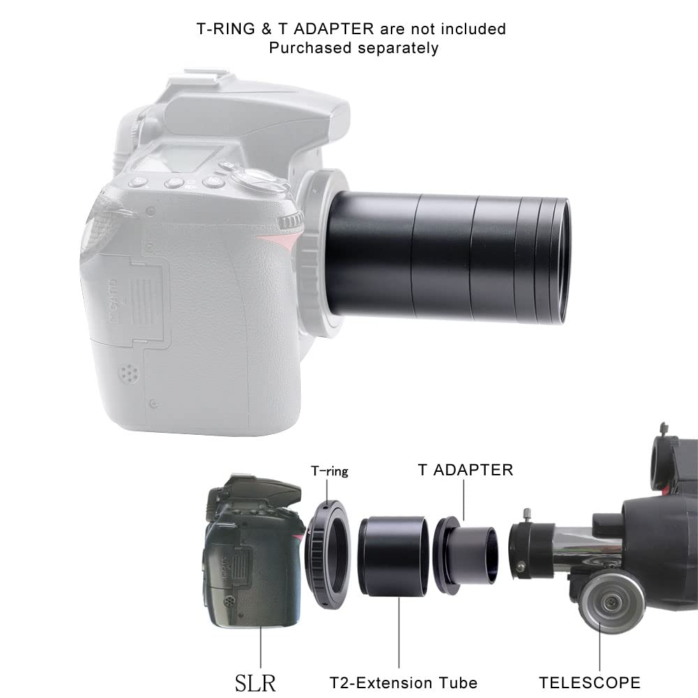Starboosa Telescope T2-Extension Tube Kit for SLR Cameras & Eyepieces - 7 Sizes (3mm,5mm,7mm,15mm,20mm,30mm,55mm) - M42x0.75 Thread Both Sides - Enhanced Compatibility for Astrophotography & Macro Photography